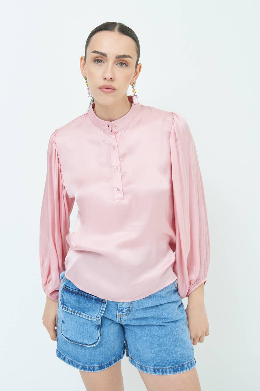 Kikisix CAMICIA POLO RASO VISCOSA ROSA Prezzo Ridotto