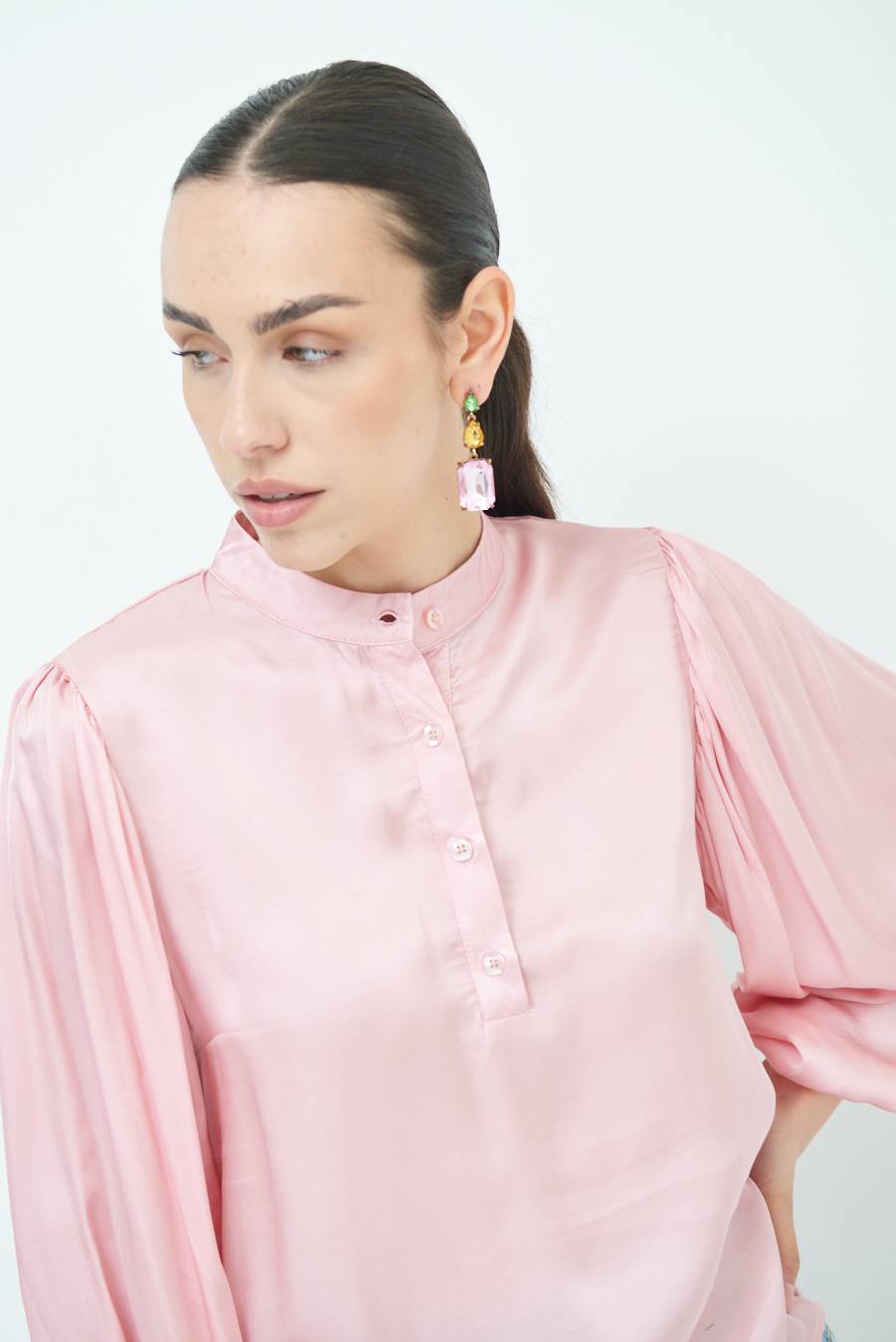 Kikisix CAMICIA POLO RASO VISCOSA ROSA Prezzo Ridotto