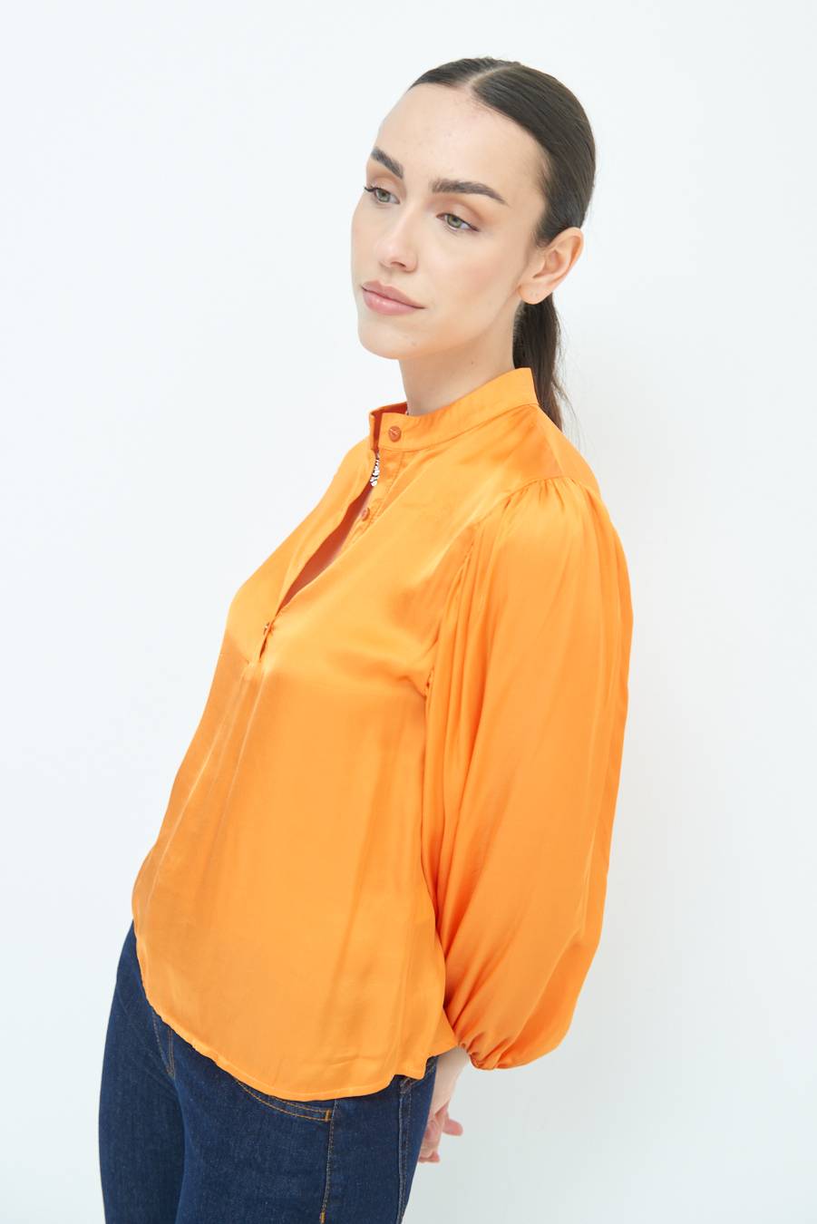 Kikisix CAMICIA POLO RASO VISCOSA MANDARINO Economico