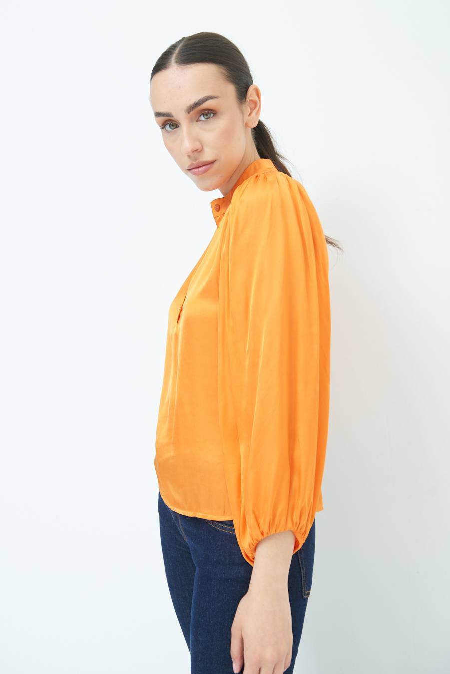 Kikisix CAMICIA POLO RASO VISCOSA MANDARINO Economico
