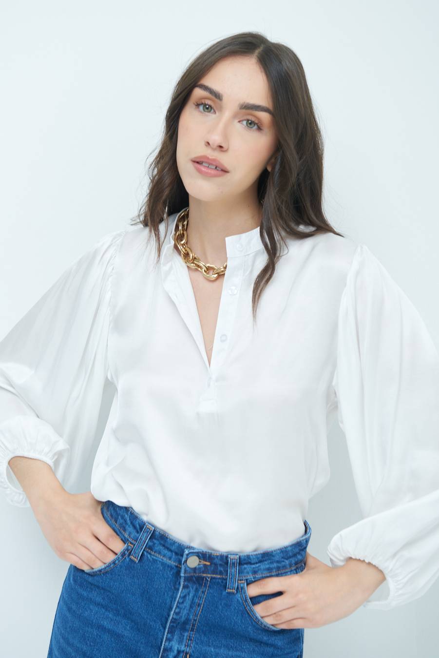 Kikisix CAMICIA POLO RASO VISCOSA BURRO Novità