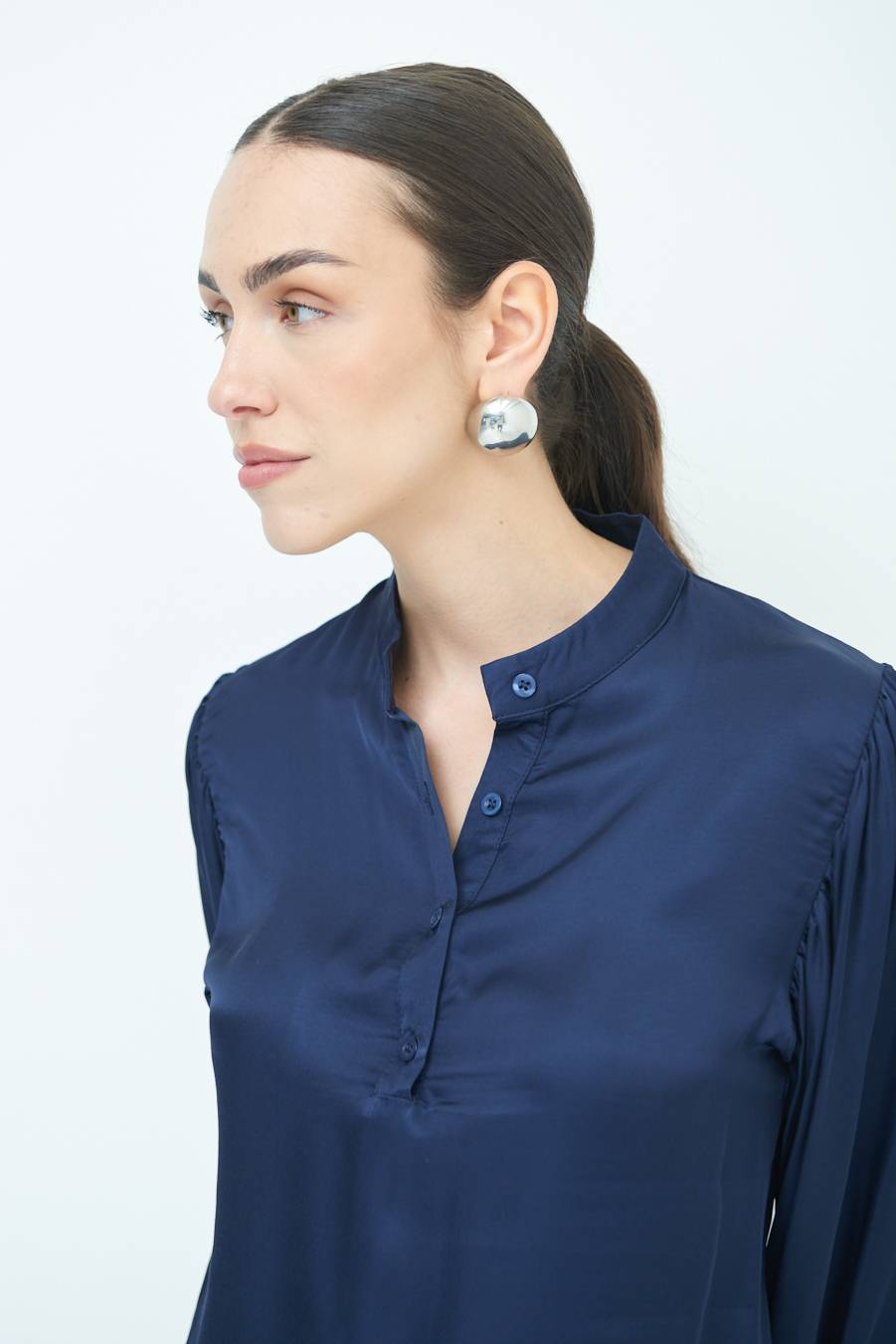 Kikisix CAMICIA POLO RASO VISCOSA BLU Presa