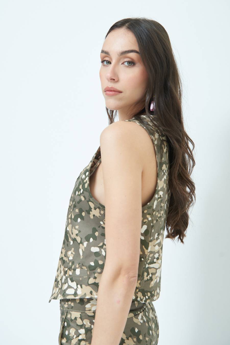 Kikisix GILET GABARDINA MIMETICO VERDE MILITARE Outlet
