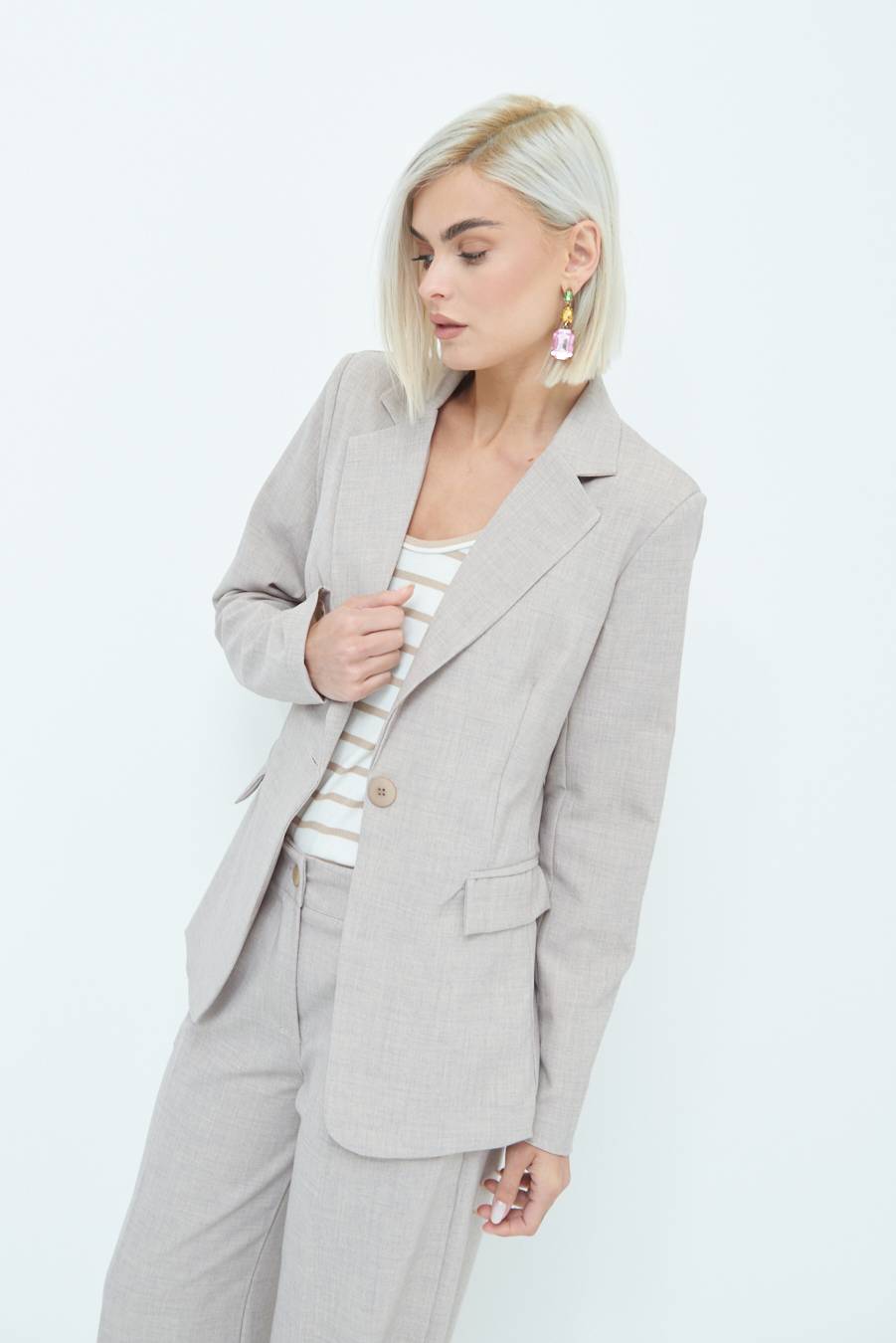 Kikisix GIACCA TESSUTO FIAMMATO BEIGE In Saldo
