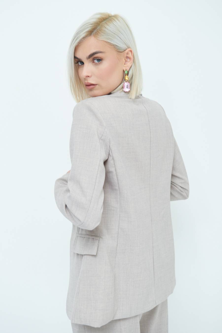 Kikisix GIACCA TESSUTO FIAMMATO BEIGE In Saldo