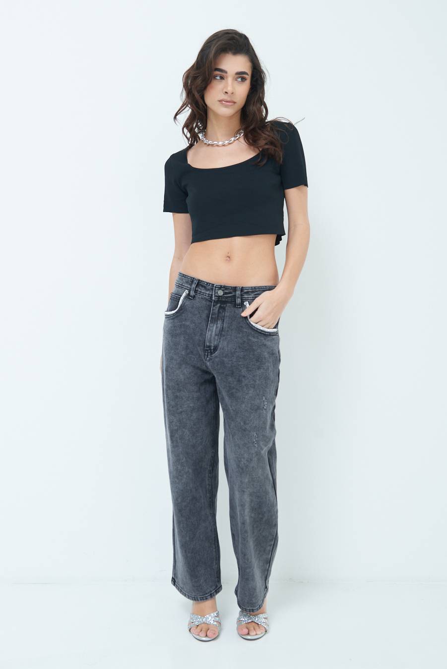 Kikisix JEANS NERO ACCESSORIO TASCA JEANS Soddisfazione Garantita