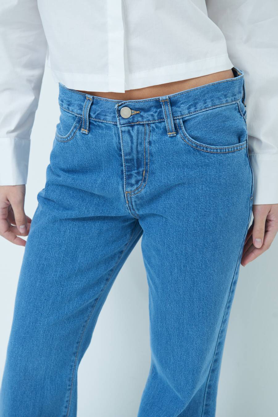 Kikisix PANTALONE ZAMPA CON RIBALTA DOPPIO STONE JEANS Qualità Garantita
