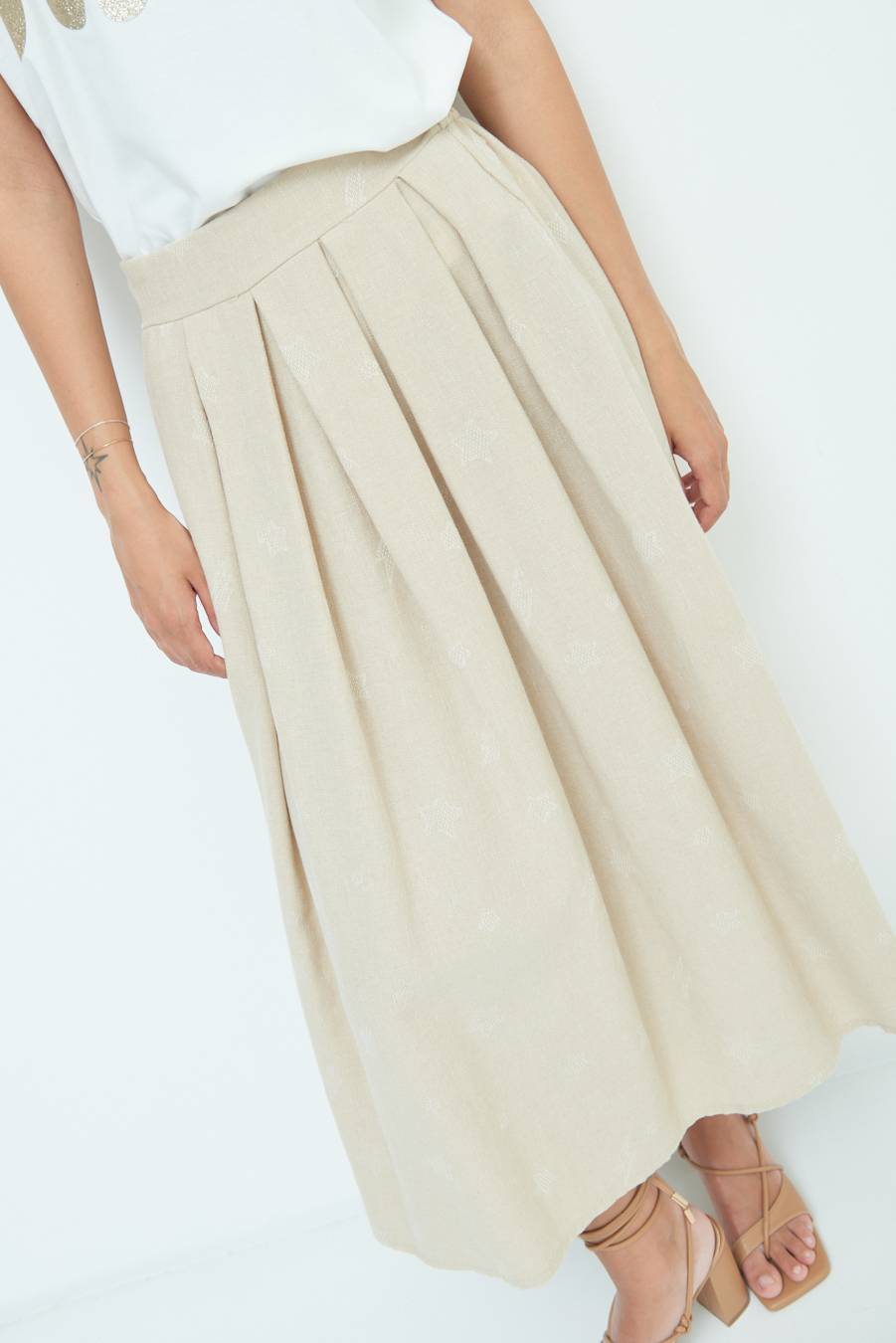 Kikisix GONNA CON STELLE E FULMINI BEIGE Promozione Limitata