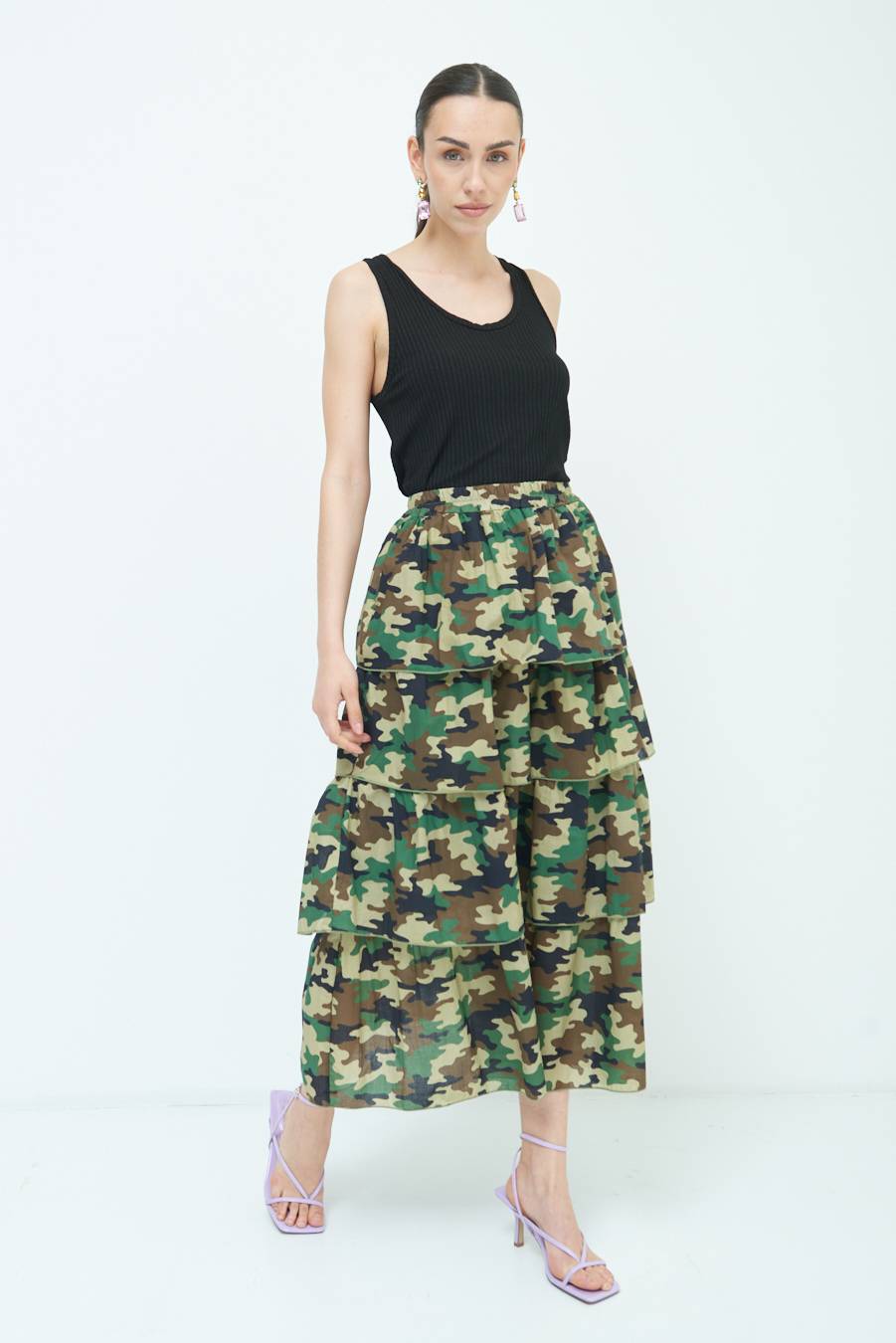 Kikisix GONNA BALZE CAMOUFLAGE VERDE MILITARE Presa