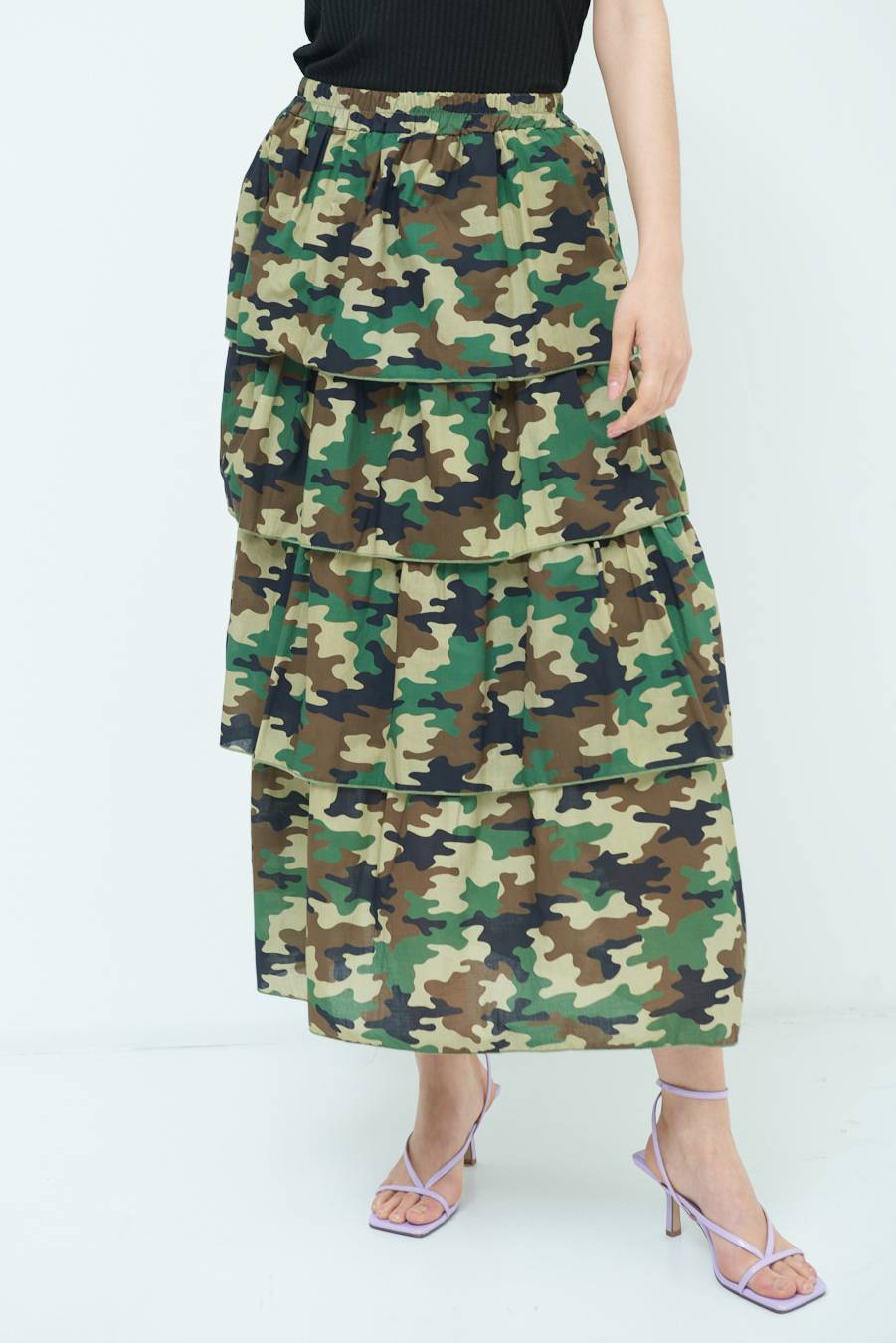 Kikisix GONNA BALZE CAMOUFLAGE VERDE MILITARE Presa