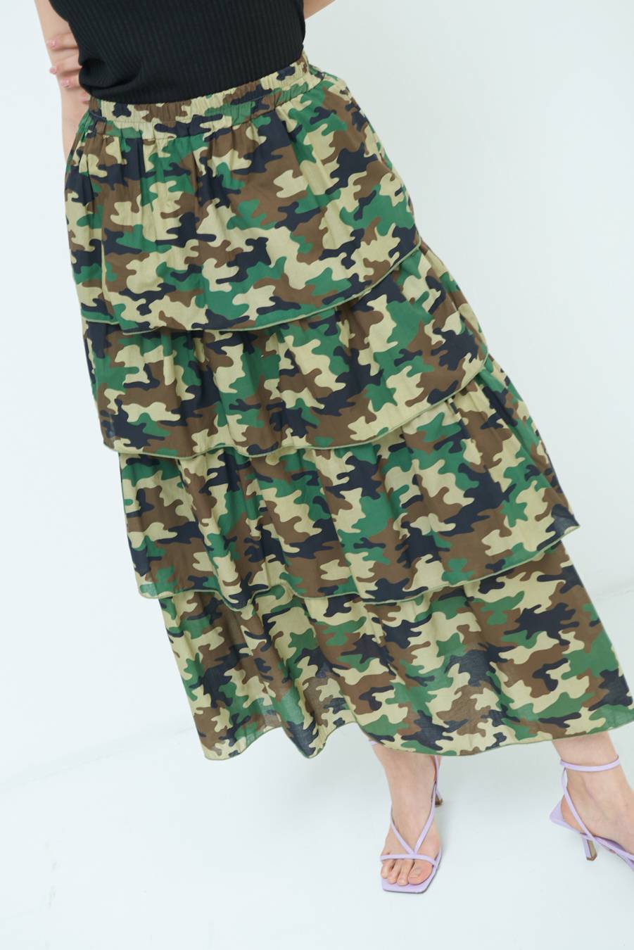 Kikisix GONNA BALZE CAMOUFLAGE VERDE MILITARE Presa