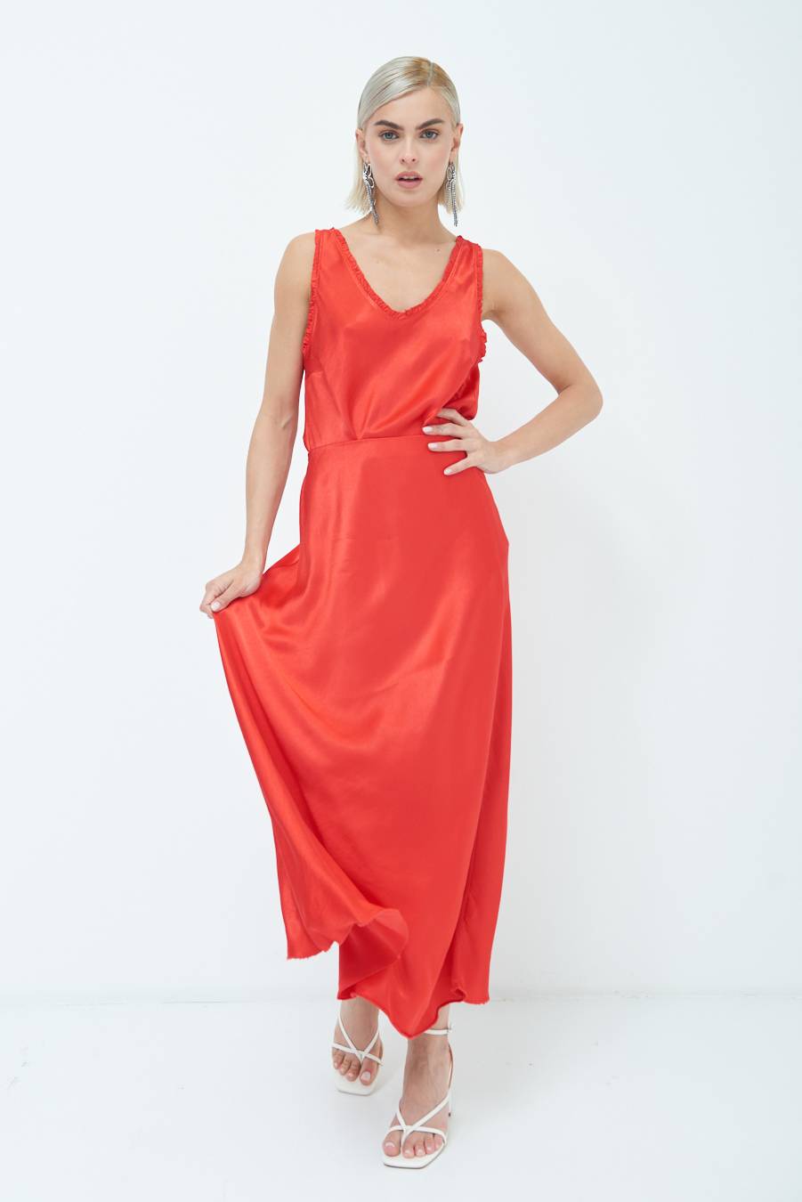 Kikisix GONNA RASO VISCOSA ROSSO Sconto
