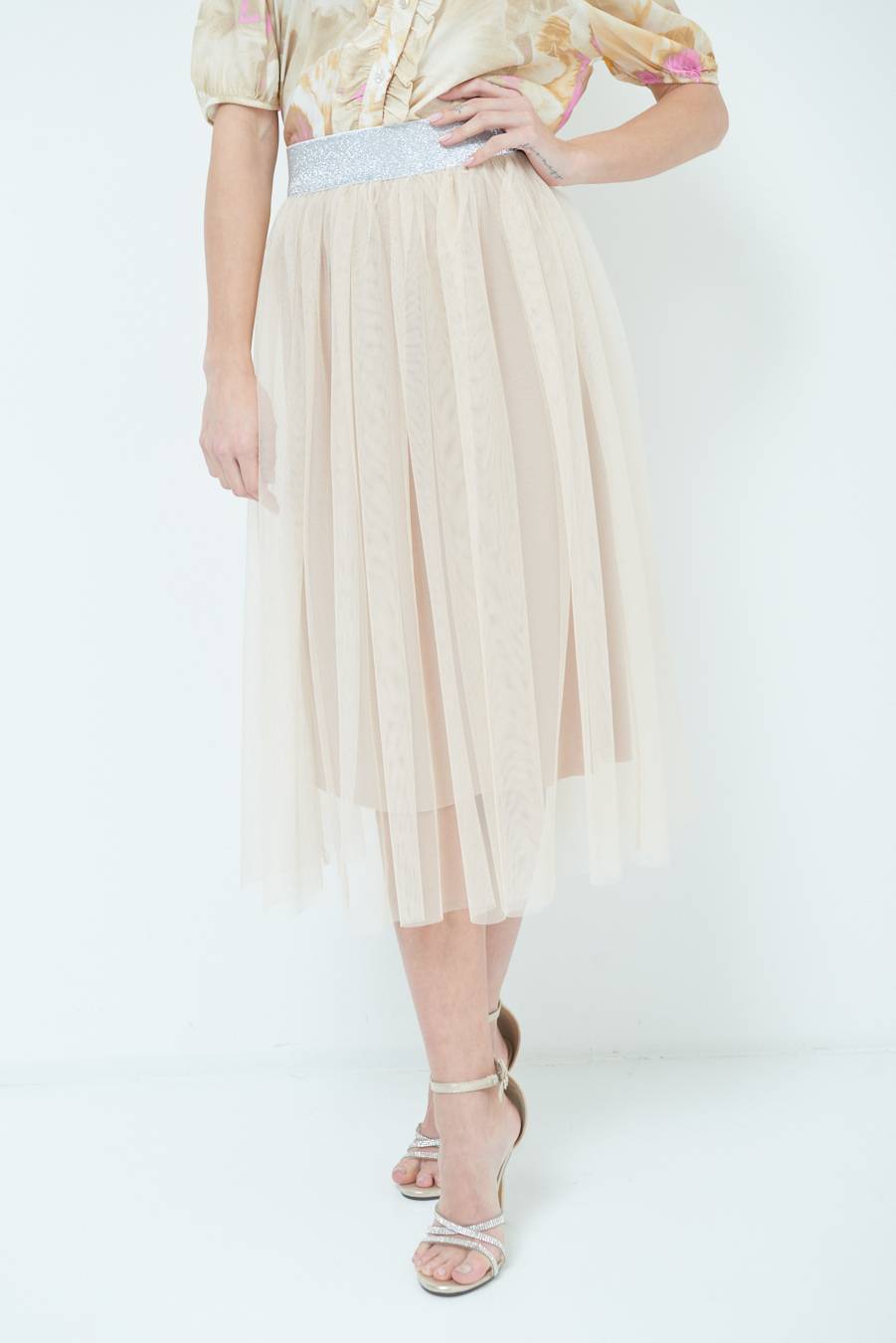 Kikisix GONNA TULLE BEIGE Vendita Calda