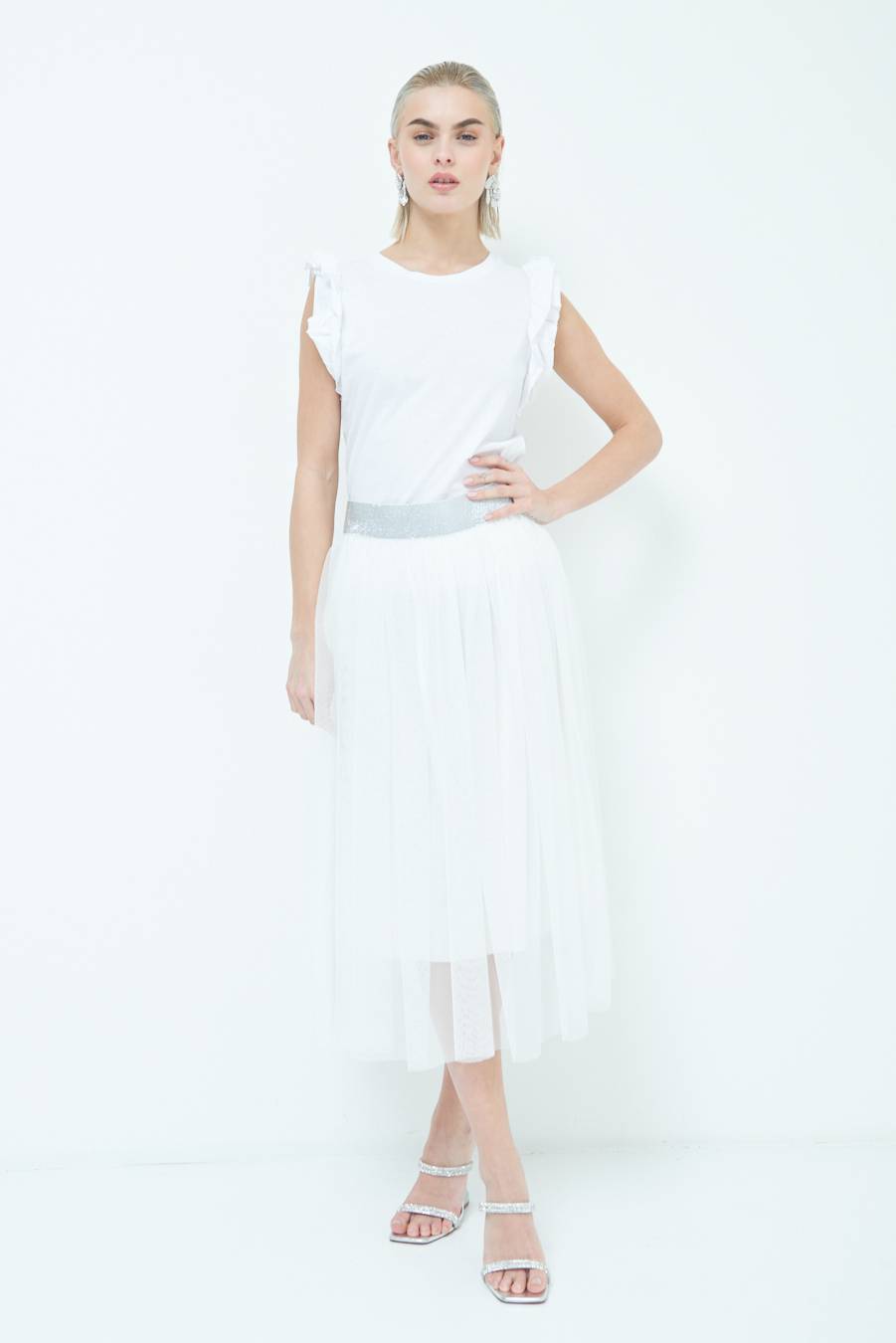 Kikisix GONNA TULLE BIANCO Vendita Economica