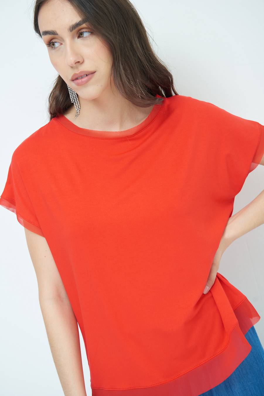 Kikisix MAGLIA PROFILO GEORGETTE ROSSO Moda