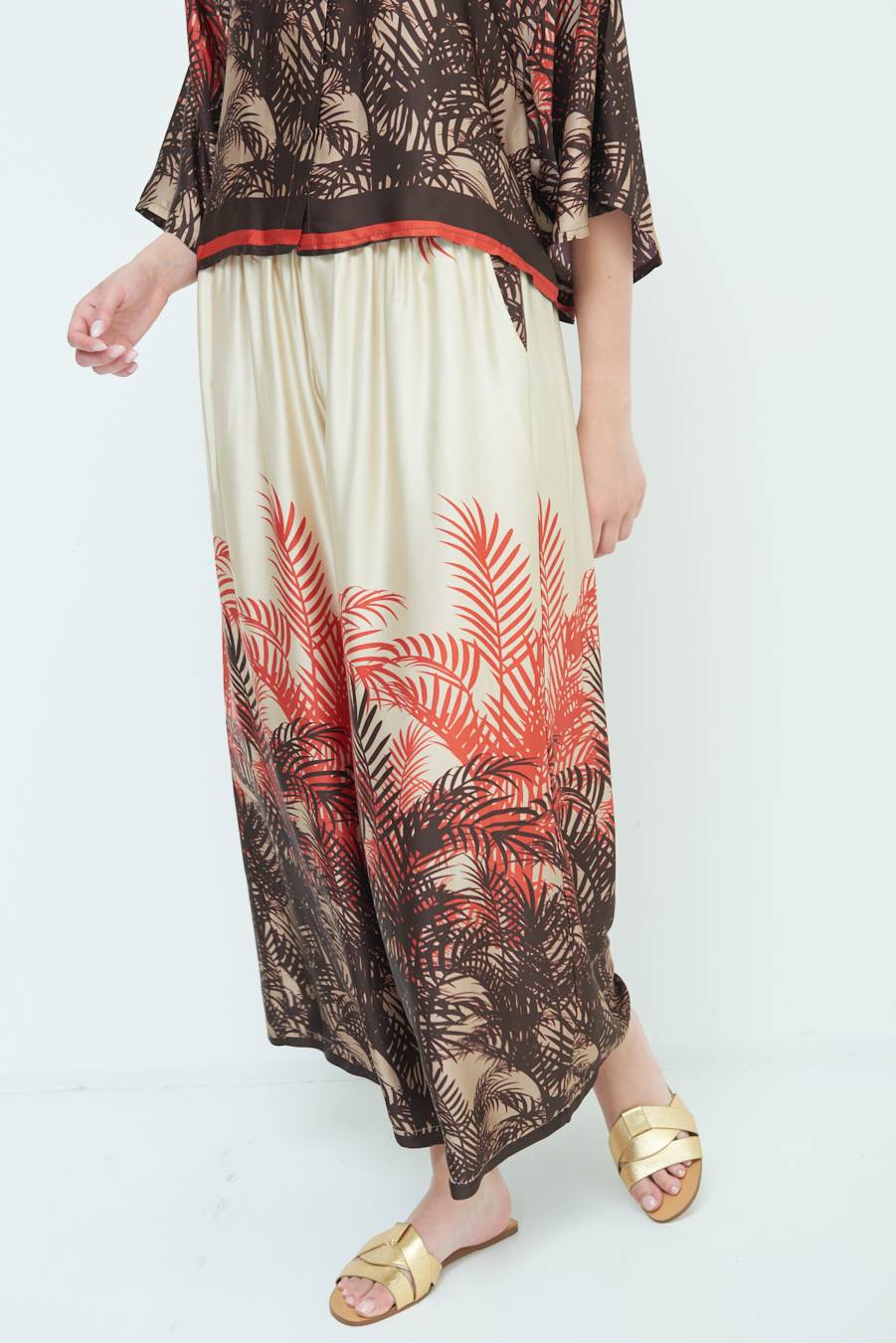 Kikisix PANTALONE PALAZZO FANTASIA BALZA MORO/ARANCIO Promozione Limitata