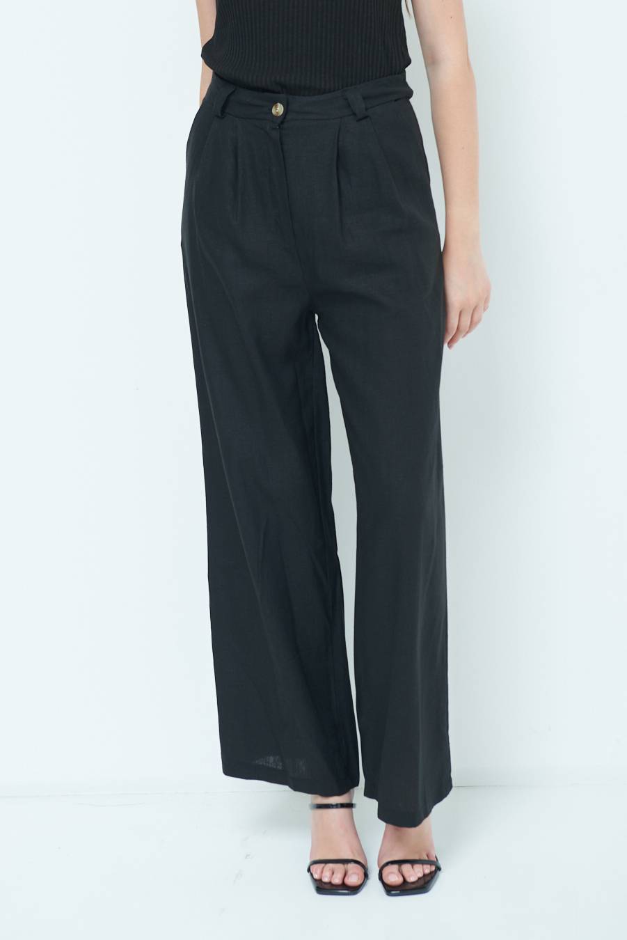 Kikisix PANTA PALAZZO CON PINCE NERO Offerta