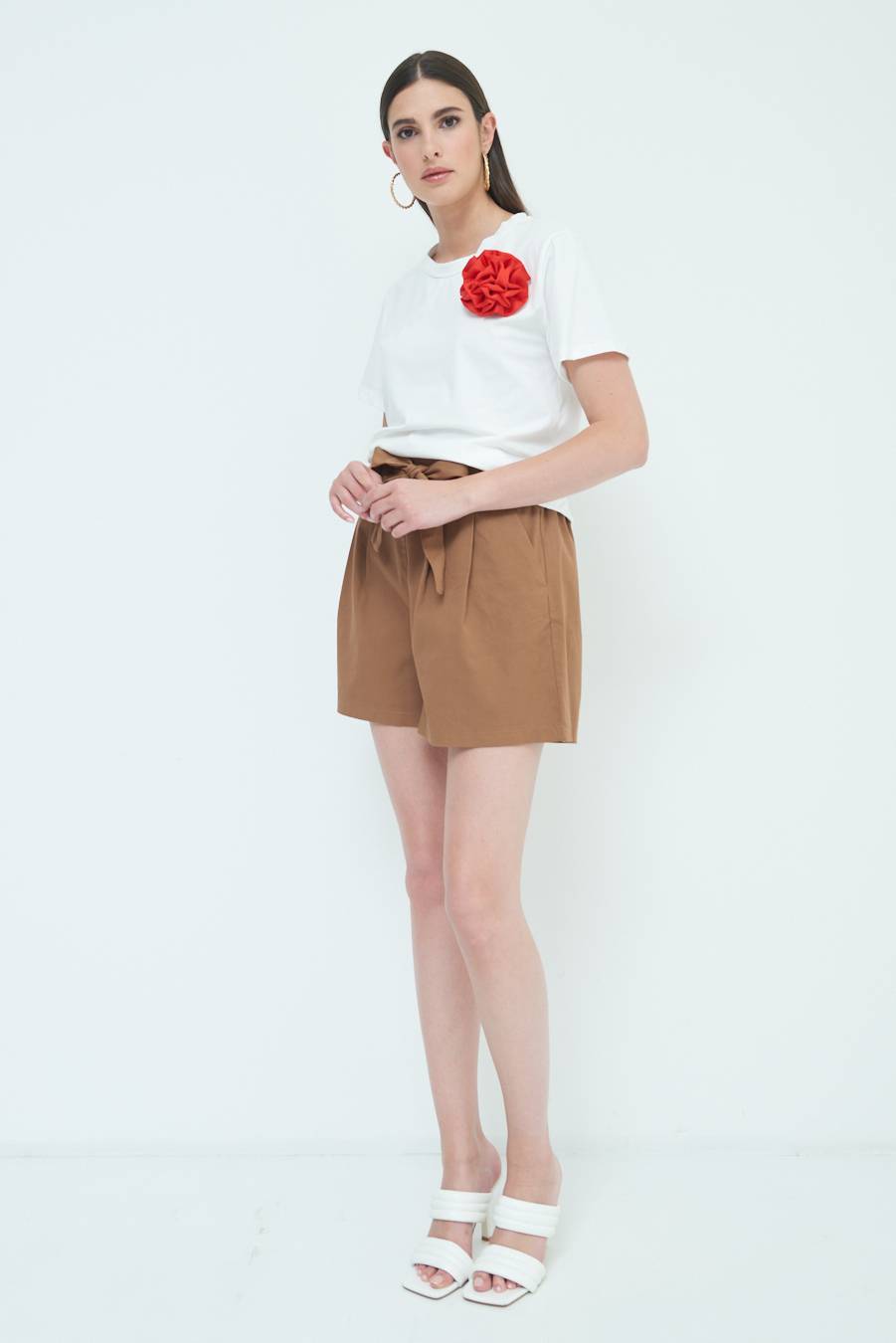 Kikisix SHORT CON CINTURA FASCIA TABACCO 2025
