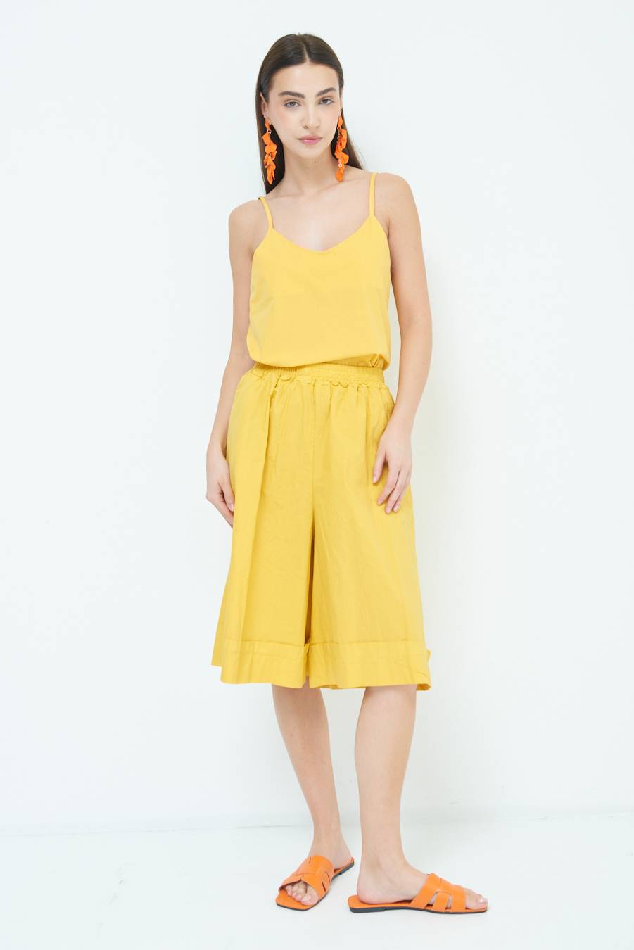 Kikisix PANTALONE CROP CON RISVOLTO SENAPE Vendita