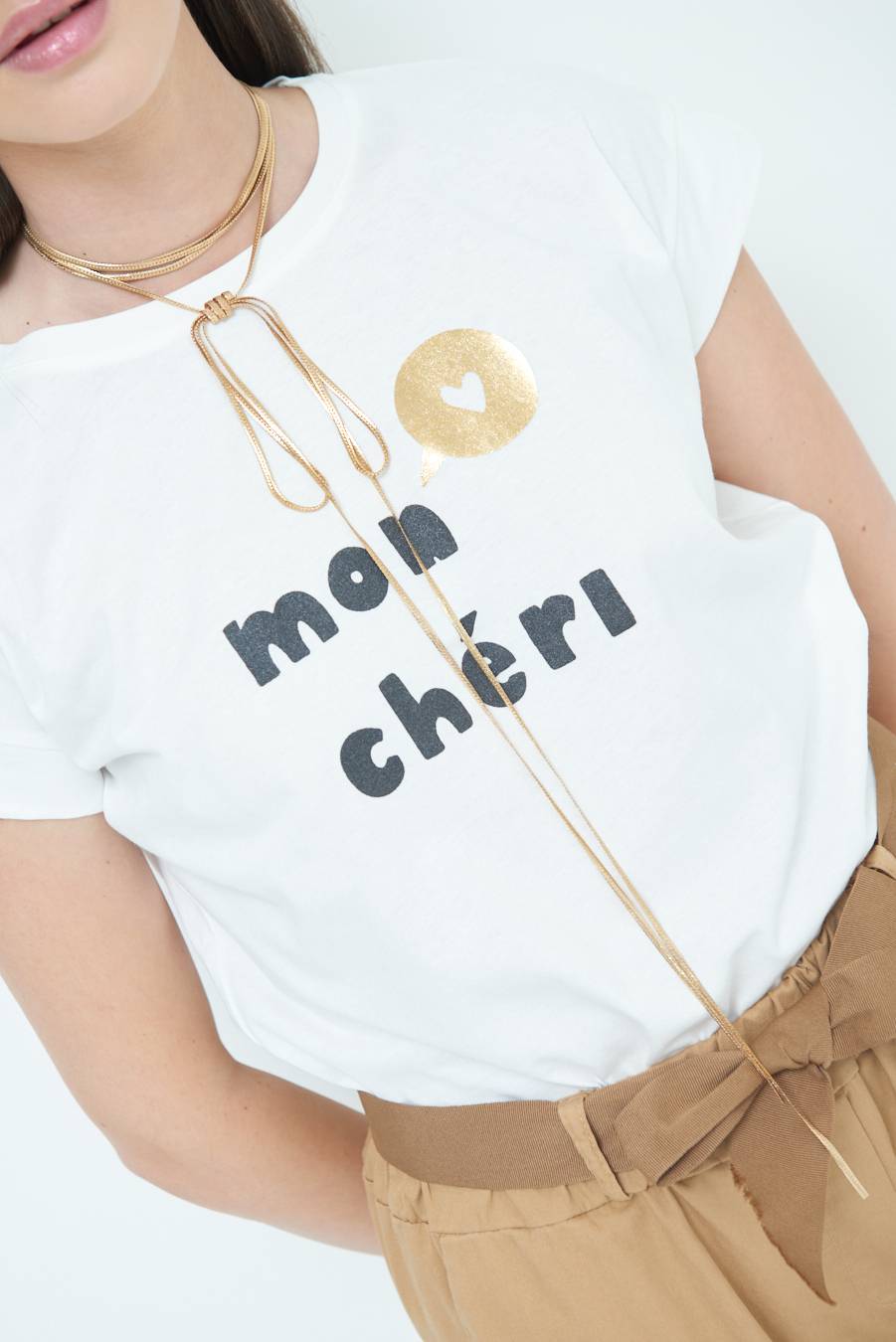 Kikisix T-SHIRT "MON CHERI" PANNA Promozione
