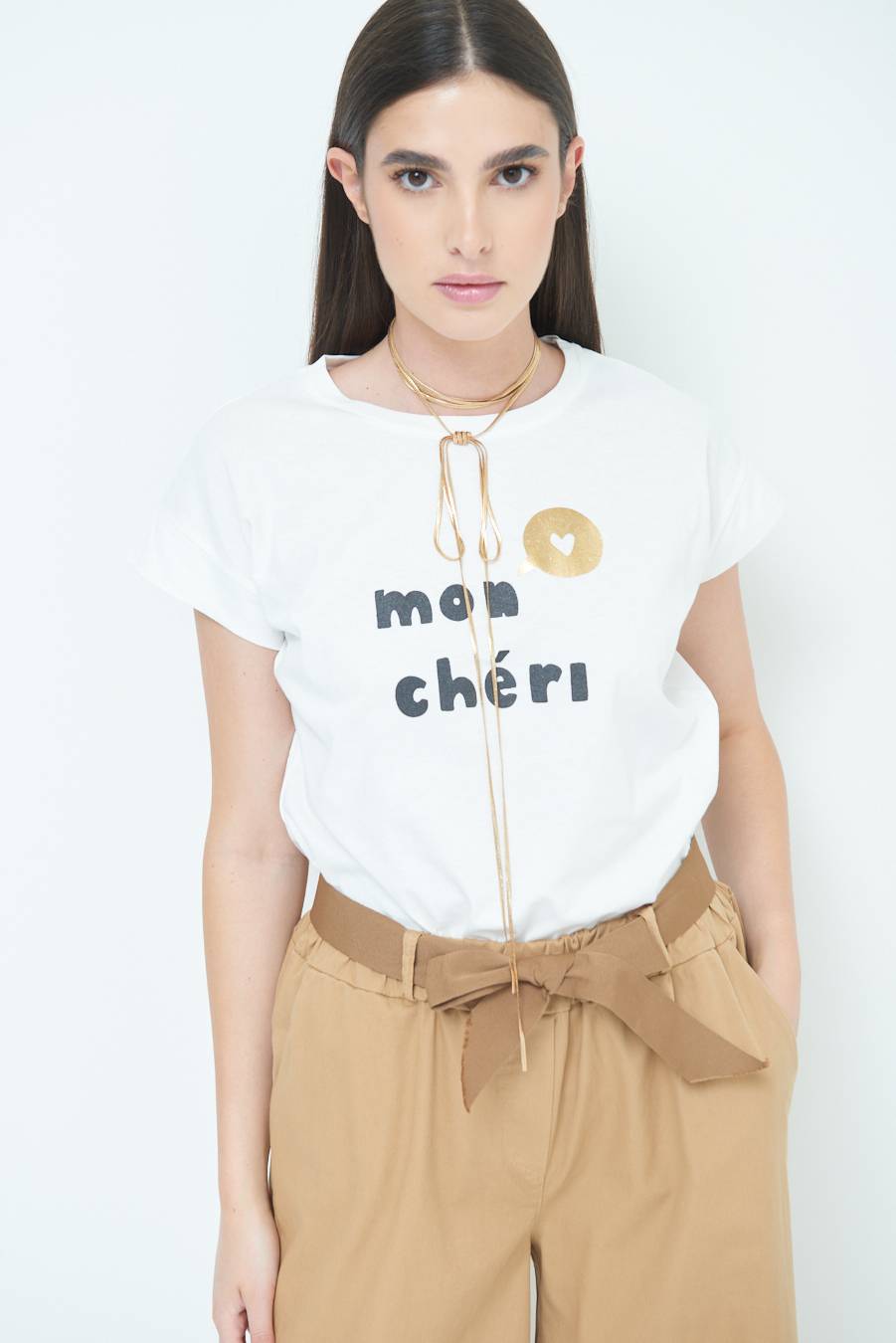 Kikisix T-SHIRT "MON CHERI" PANNA Promozione