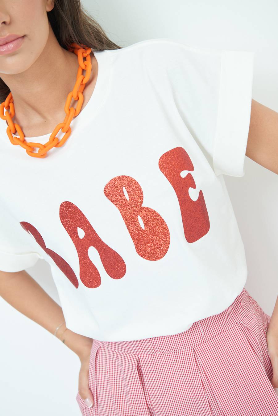 Kikisix T-SHIRT "BABE" ROSSO Pezzi Unici