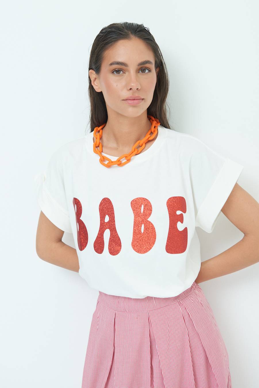 Kikisix T-SHIRT "BABE" ROSSO Pezzi Unici