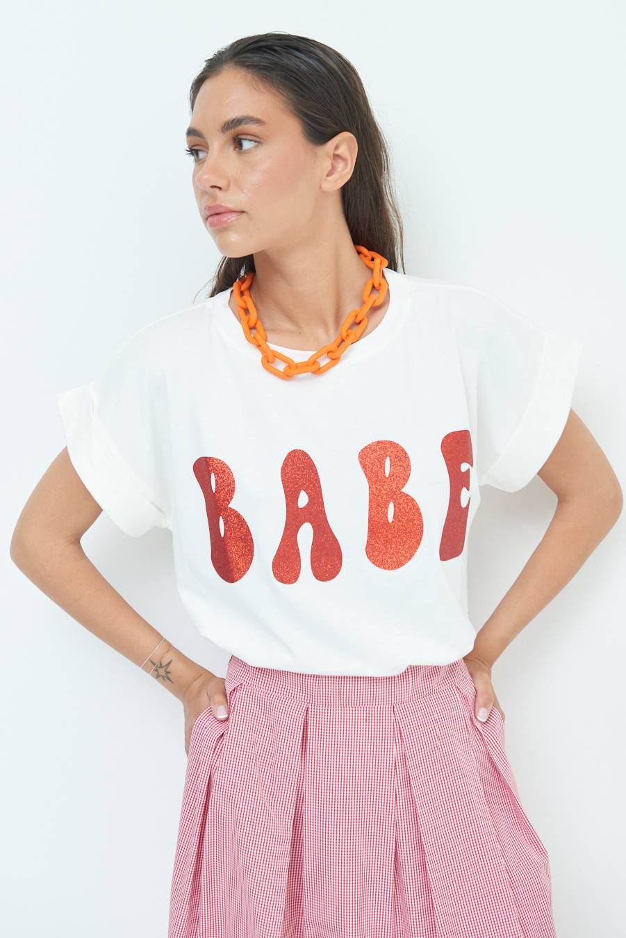 Kikisix T-SHIRT "BABE" ROSSO Pezzi Unici