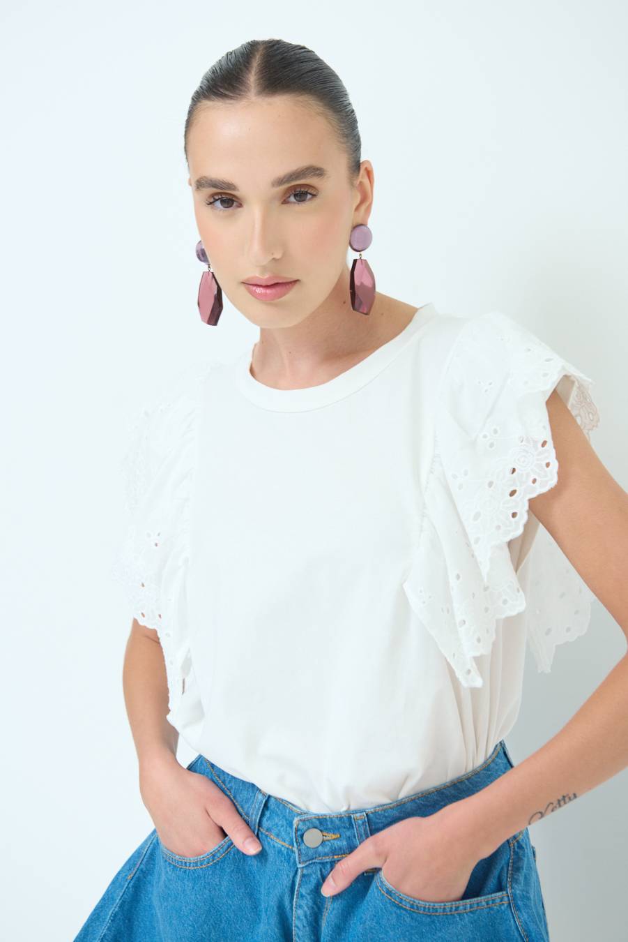 Kikisix T-SHIRT SANGALLO BIANCO Economico