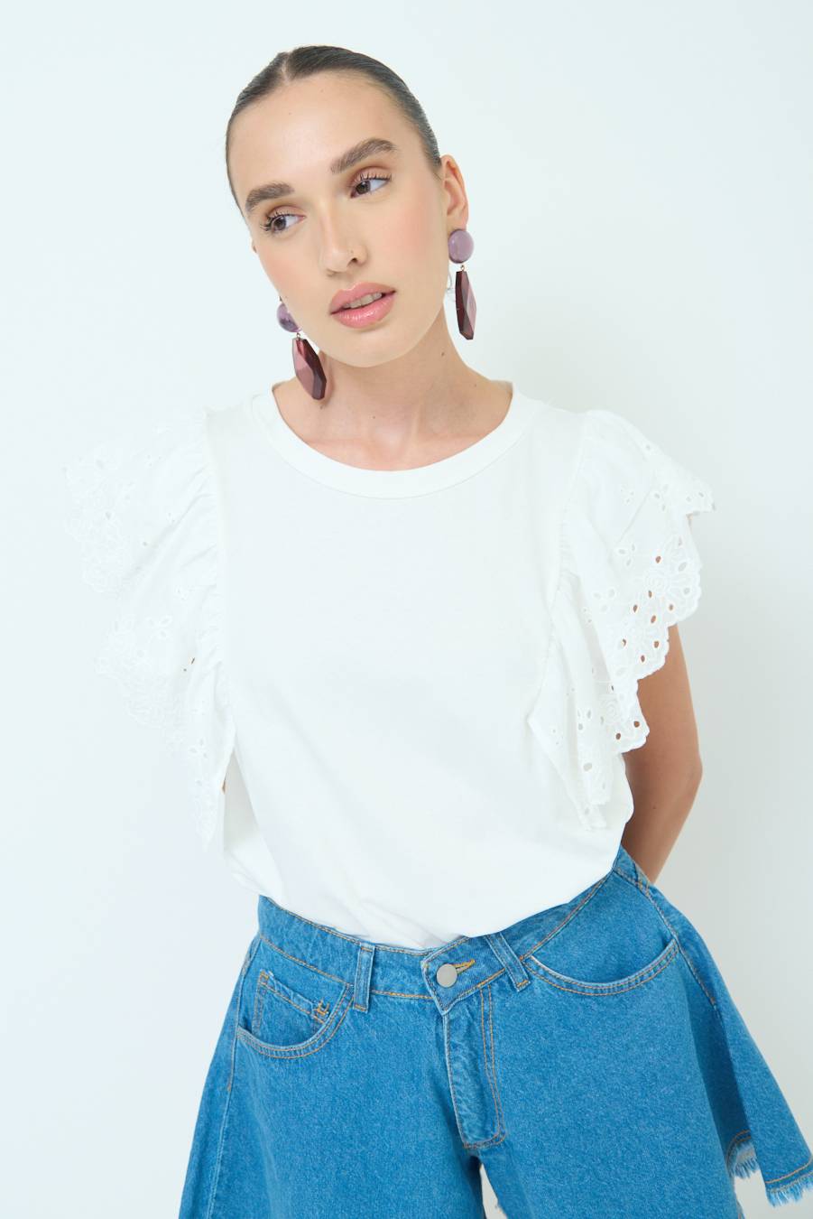 Kikisix T-SHIRT SANGALLO BIANCO Economico