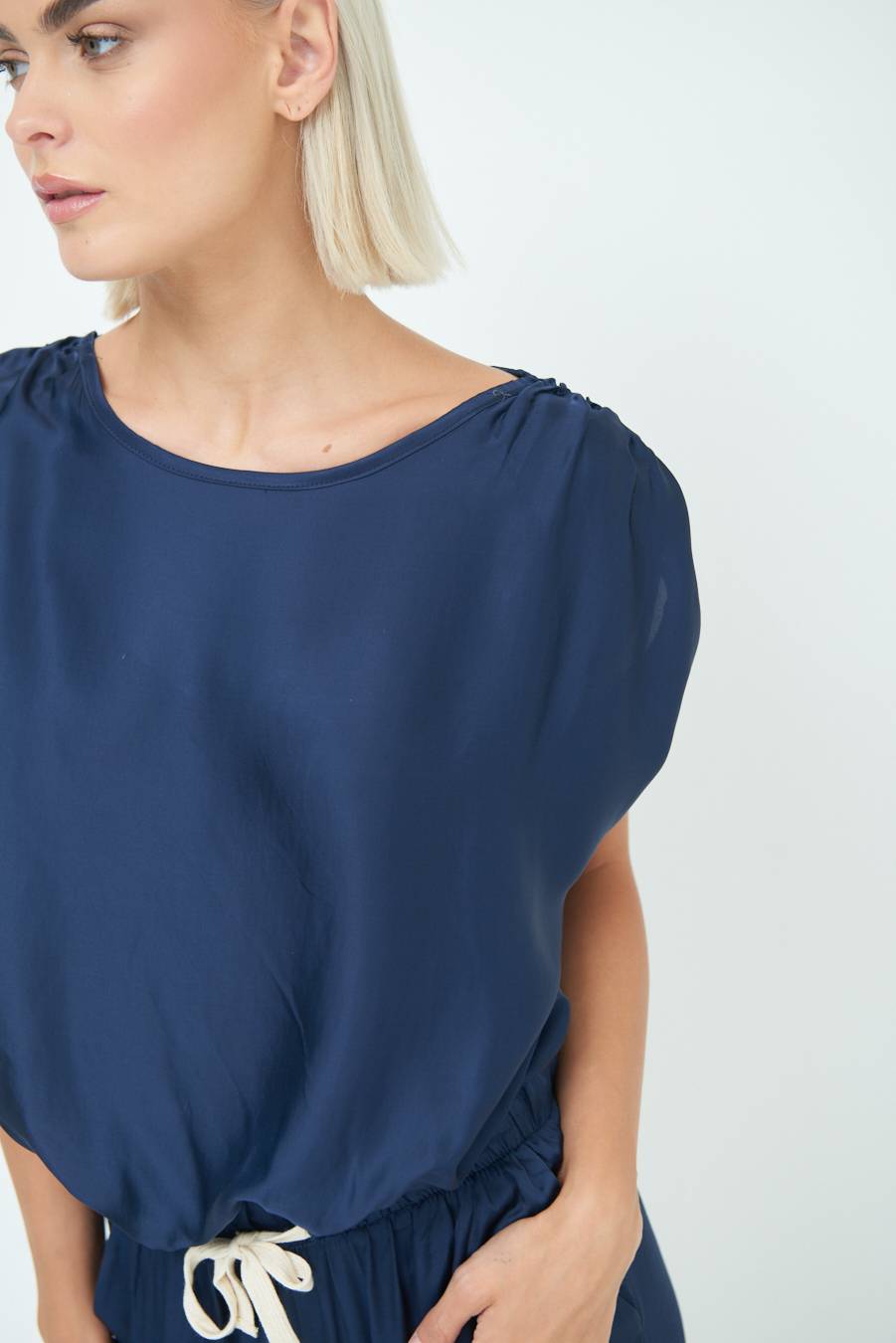 Kikisix TOP CON ELASTICO FONDO SCOLLO BALA BLU Smaltimento dello stoccaggio