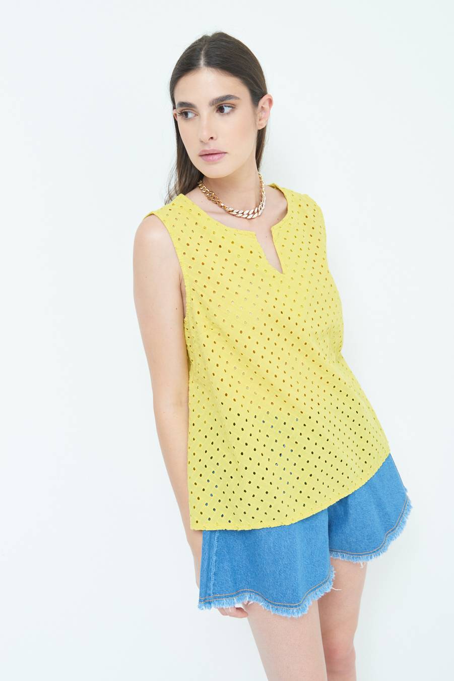 Kikisix TOP SMANICATO SANGALLO LIMONE Promozione