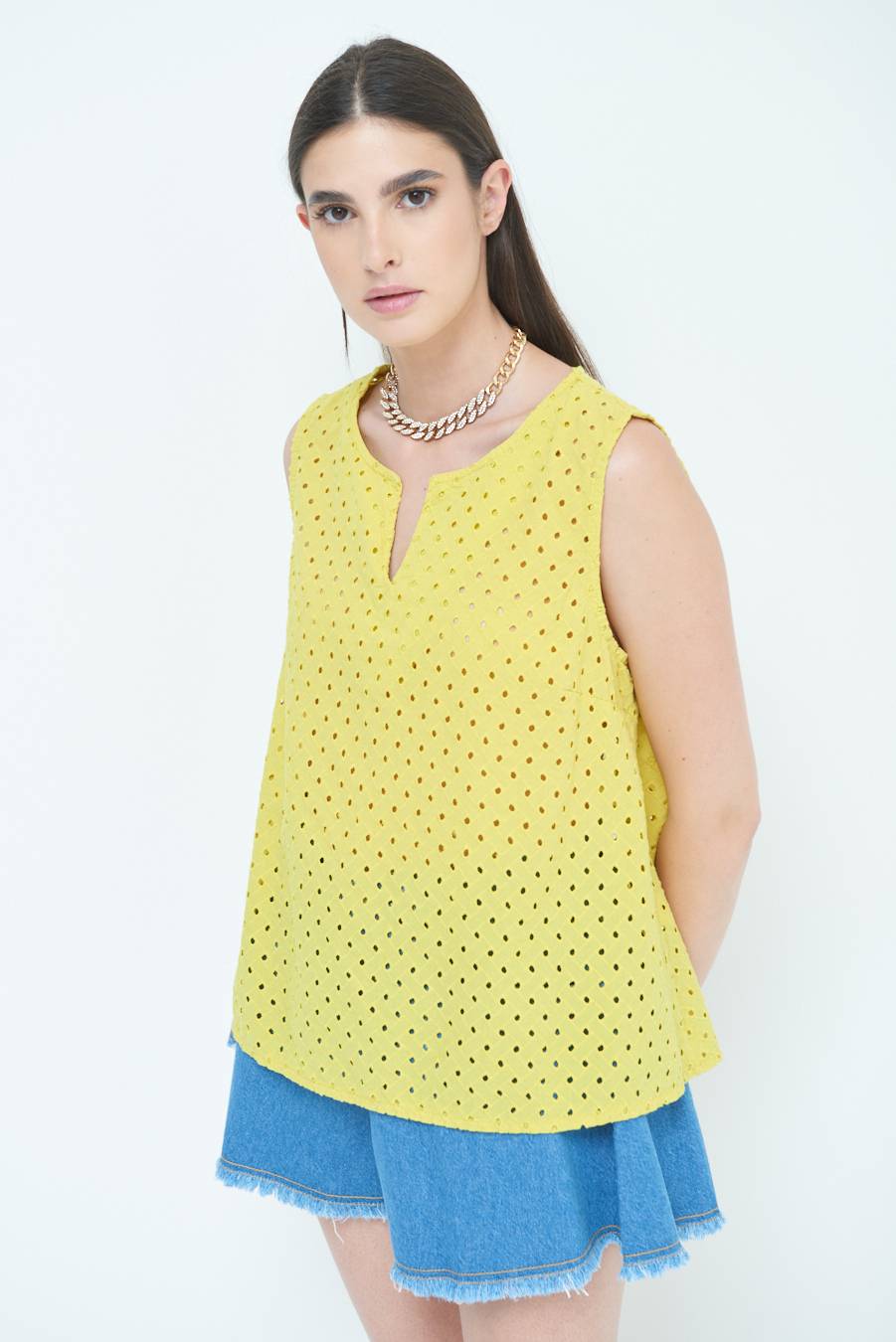 Kikisix TOP SMANICATO SANGALLO LIMONE Promozione