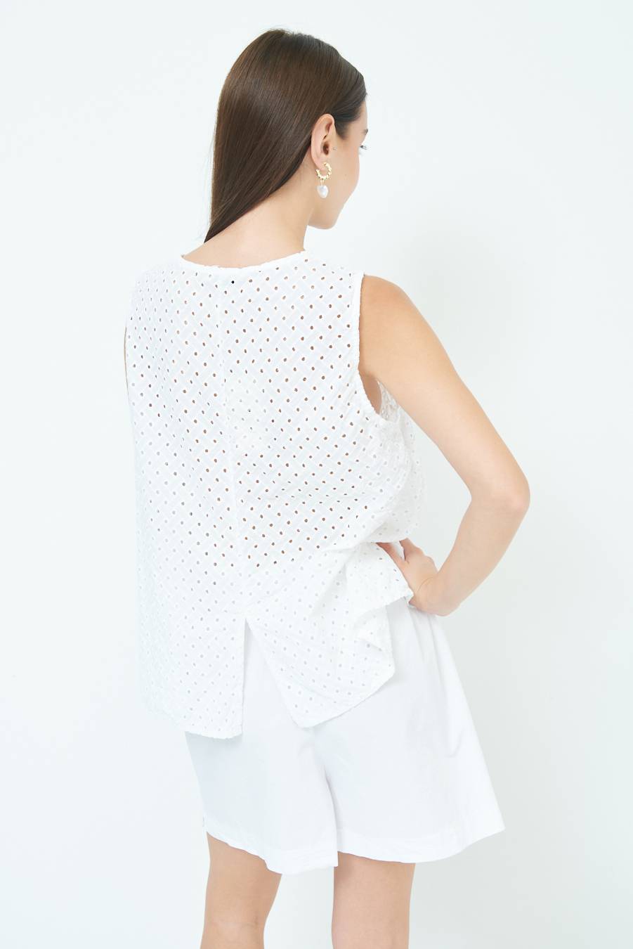 Kikisix TOP SMANICATO SANGALLO BIANCO Soddisfazione Garantita