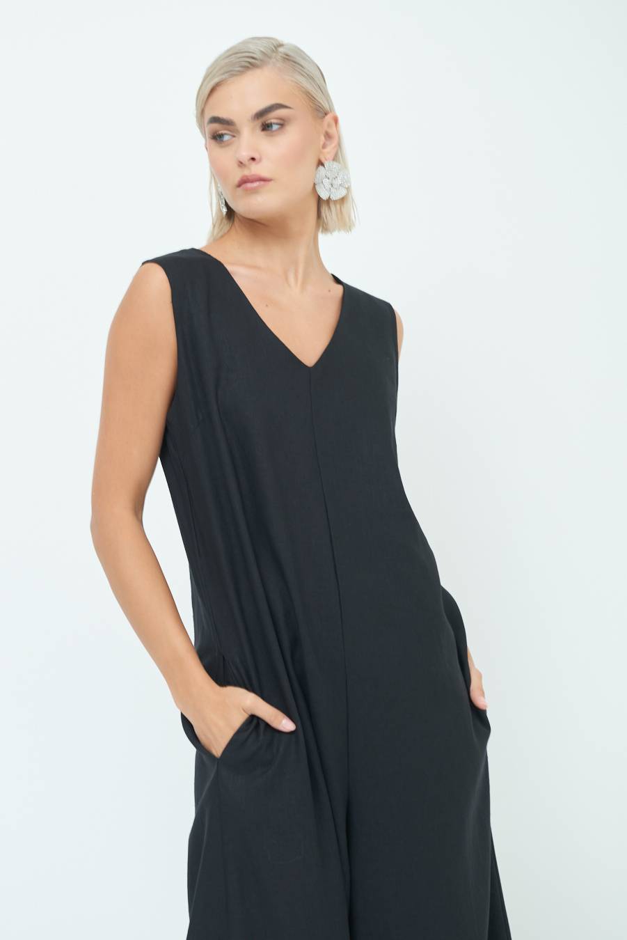 Kikisix TUTA SMANICATA PANTA PALAZZO NERO Promozione Limitata