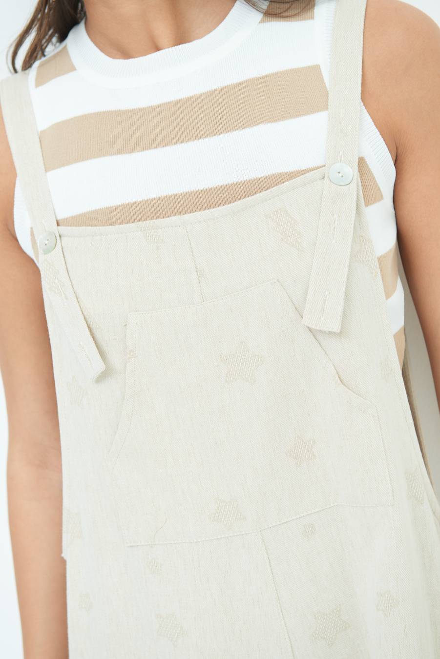 Kikisix SALOPETTE BERMUDA CON STELLE E FULMINI BEIGE Presa
