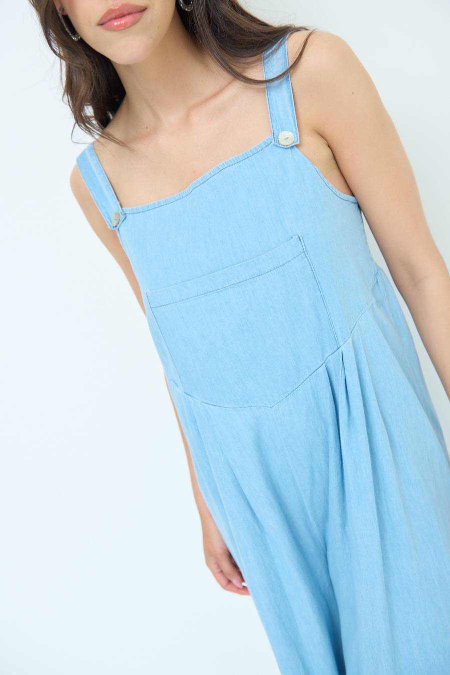 Kikisix SALOPETTE TASCA DAVANTI CHAMBRAY BLU CHIARO Online