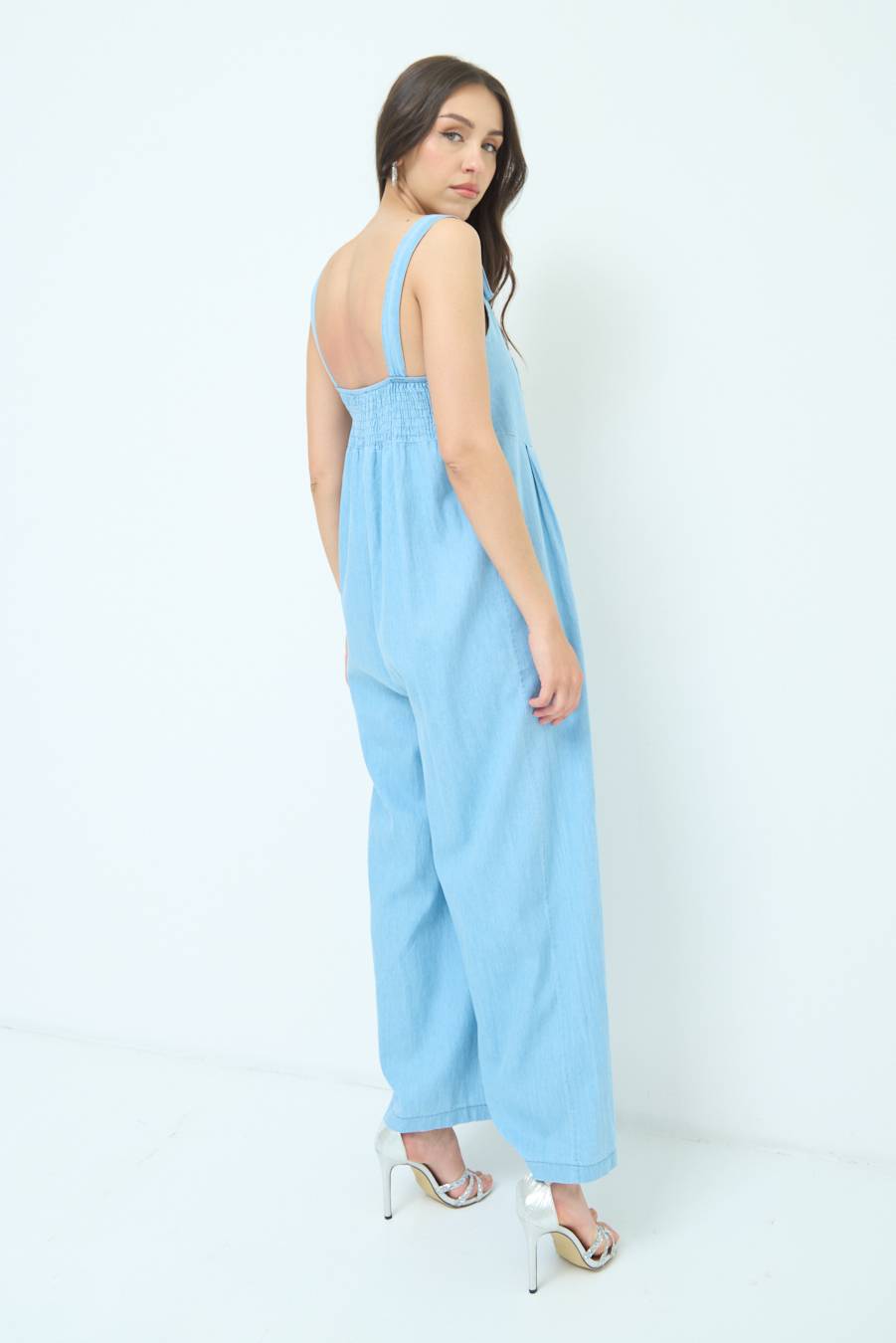 Kikisix SALOPETTE TASCA DAVANTI CHAMBRAY BLU CHIARO Online