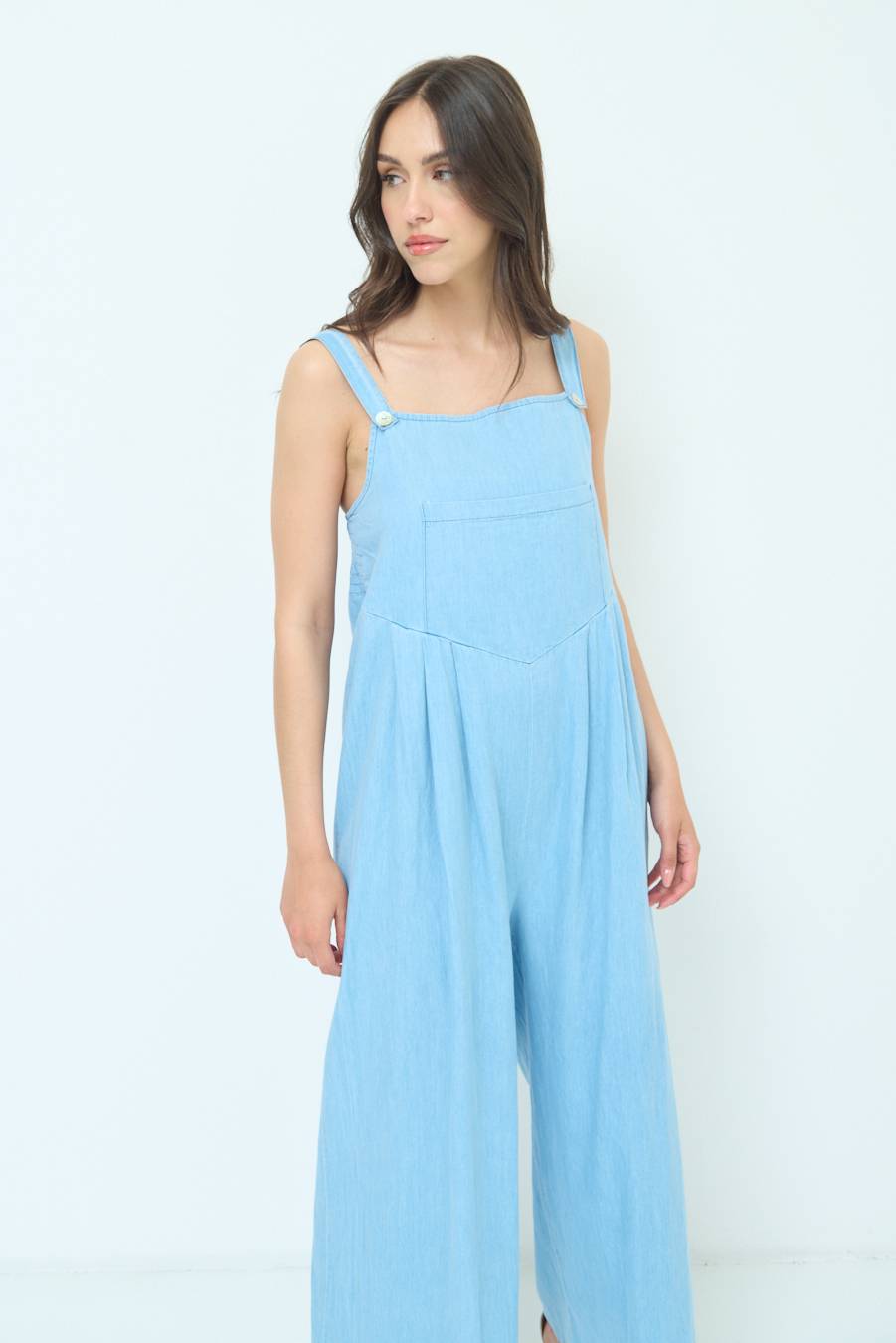 Kikisix SALOPETTE TASCA DAVANTI CHAMBRAY BLU CHIARO Online