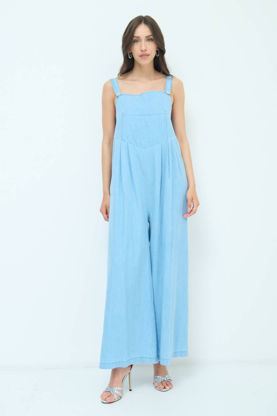 Kikisix SALOPETTE TASCA DAVANTI CHAMBRAY BLU CHIARO Online
