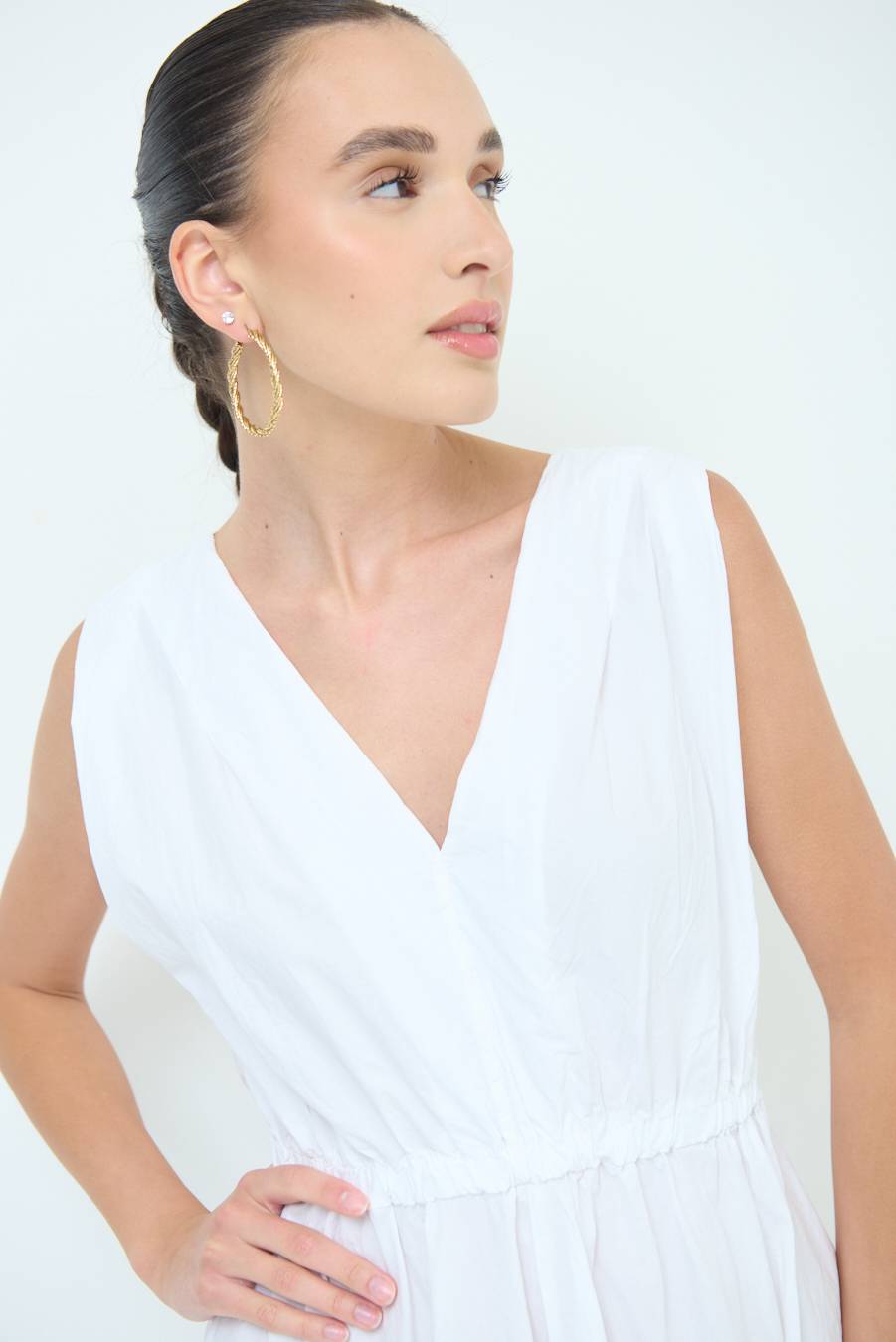 Kikisix ABITO MIDI CON ELASTICO BIANCO Offerte