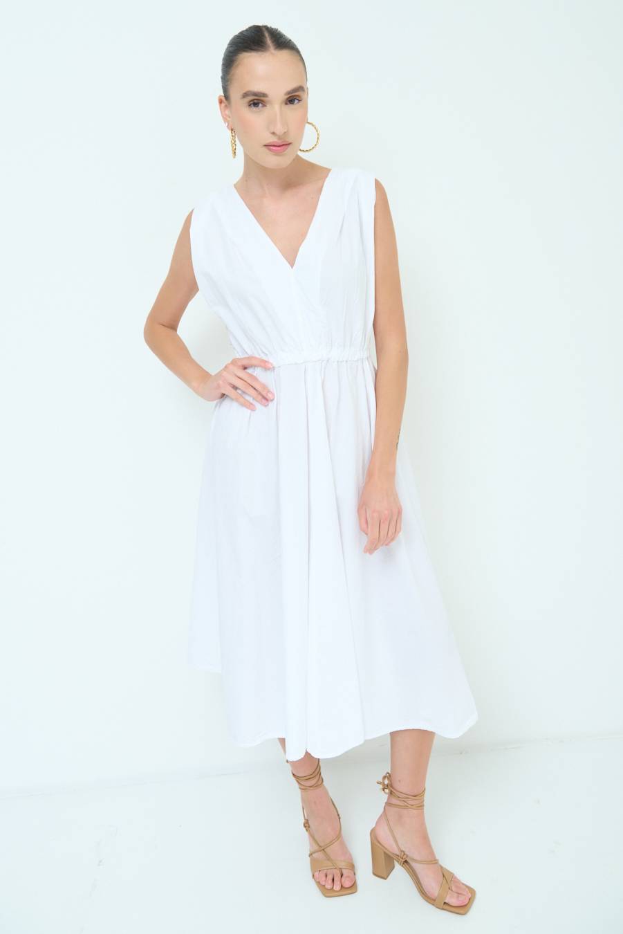 Kikisix ABITO MIDI CON ELASTICO BIANCO Offerte