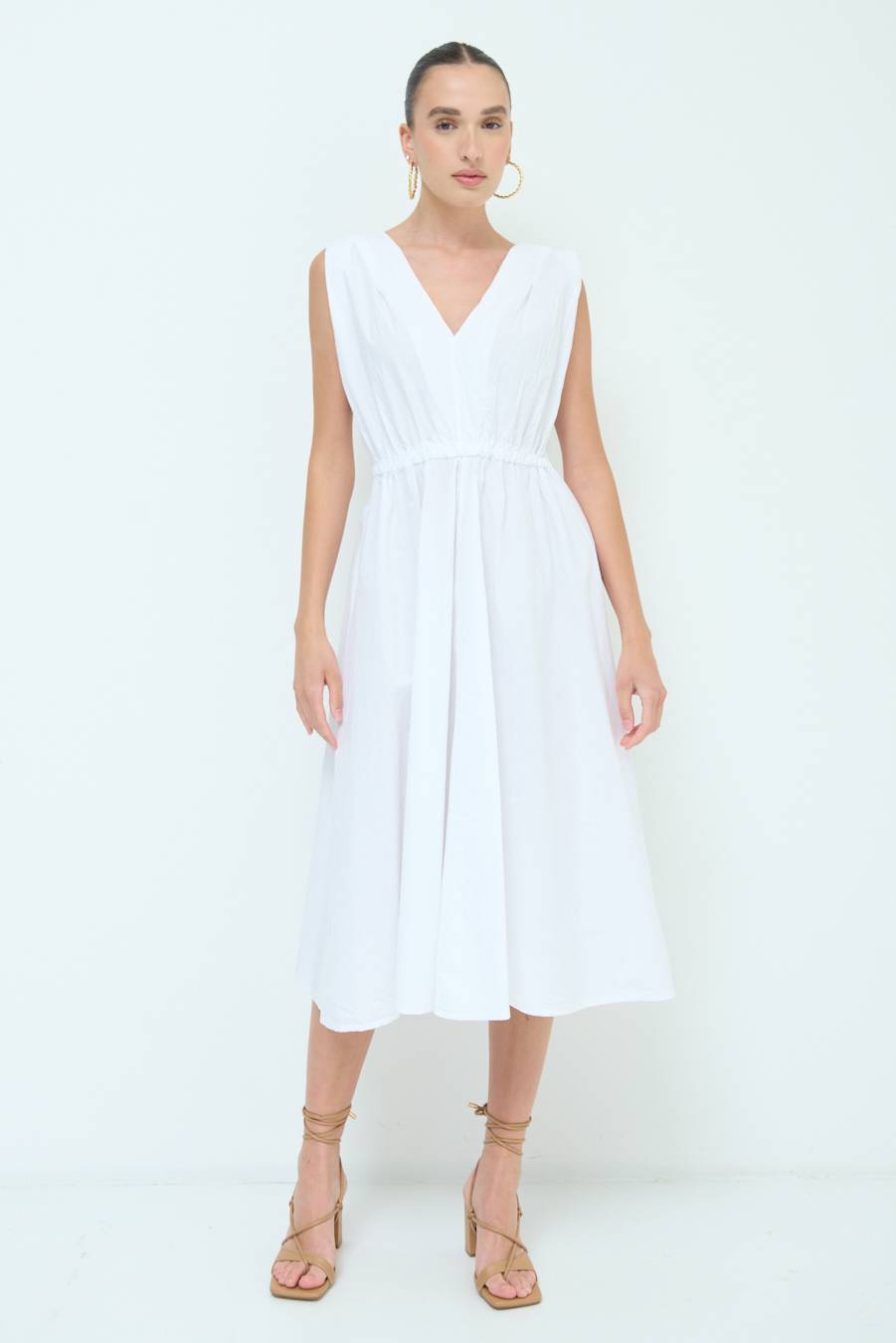 Kikisix ABITO MIDI CON ELASTICO BIANCO Offerte