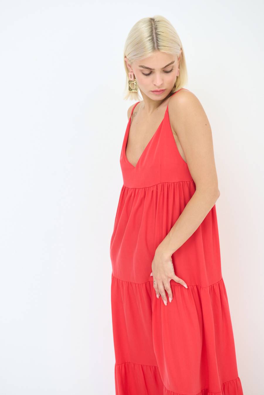 Kikisix ABITO AMPIO MAXI ROSSO Vendite Flash