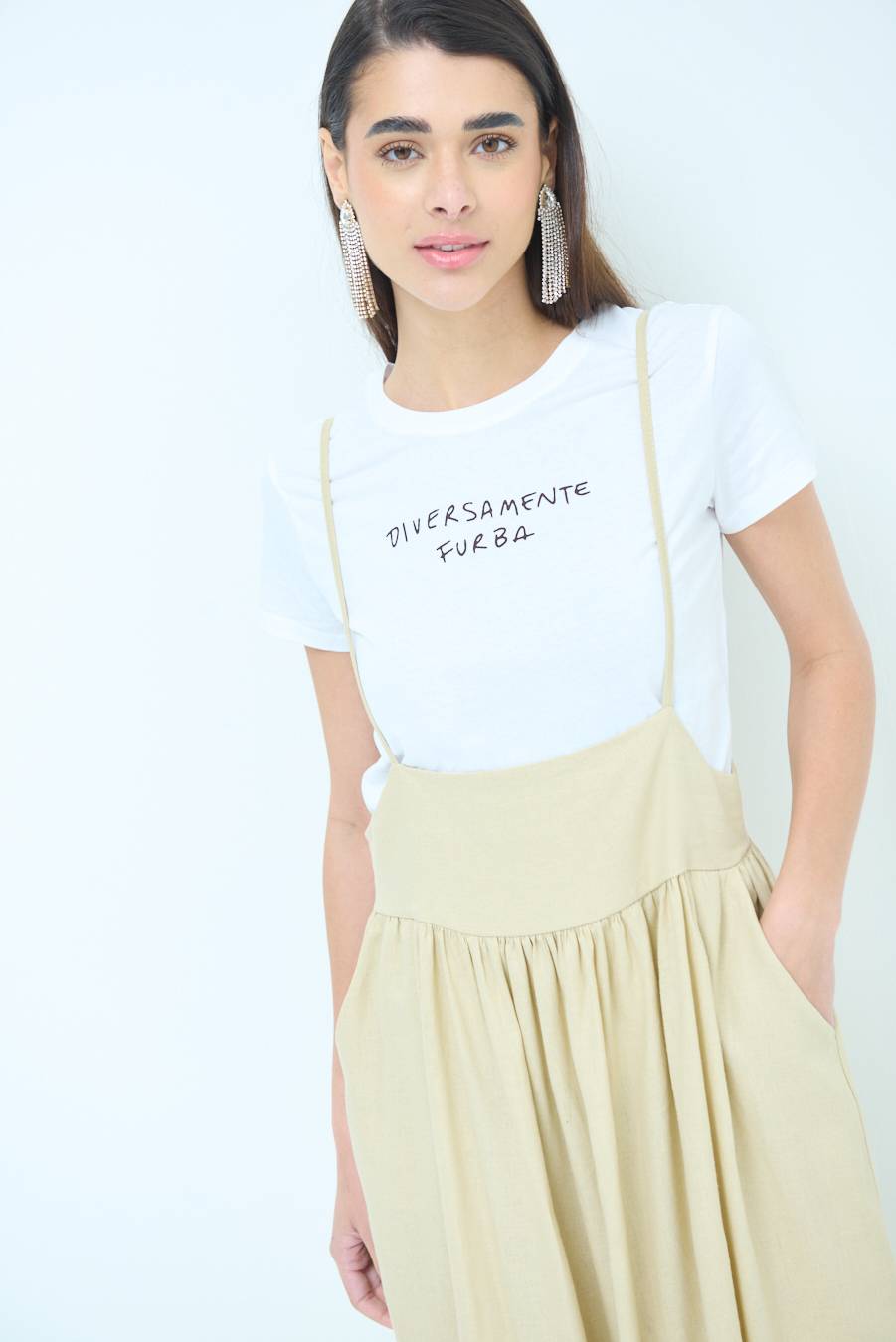 Kikisix ABITO CON TAGLIO SENO MISTO VISCOSA BEIGE Vendita