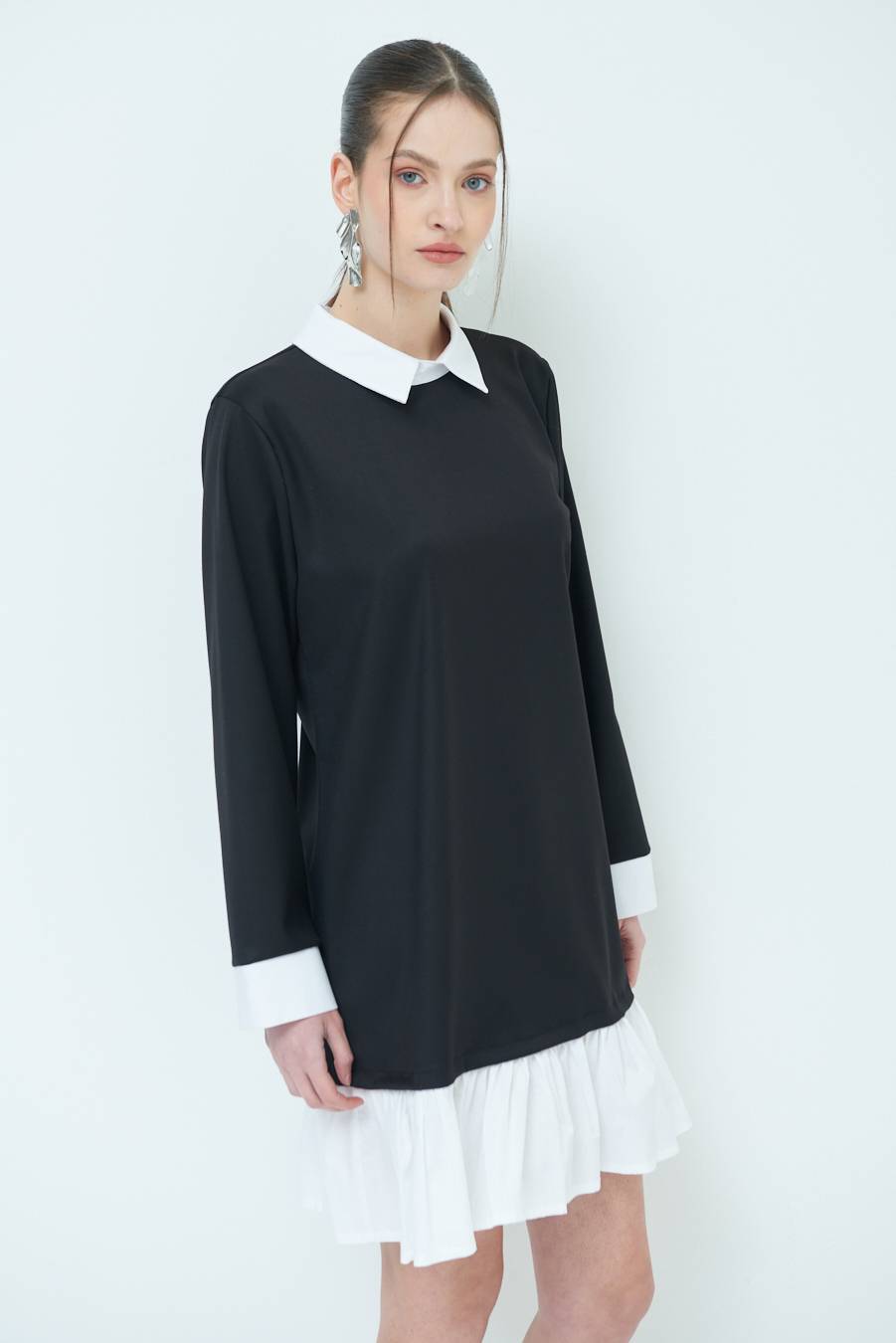 Kikisix ABITO FINTA CAMICIA BIANCO/NERO Negozio