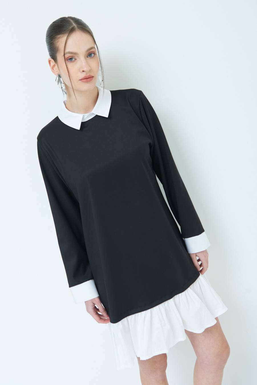 Kikisix ABITO FINTA CAMICIA BIANCO/NERO Negozio