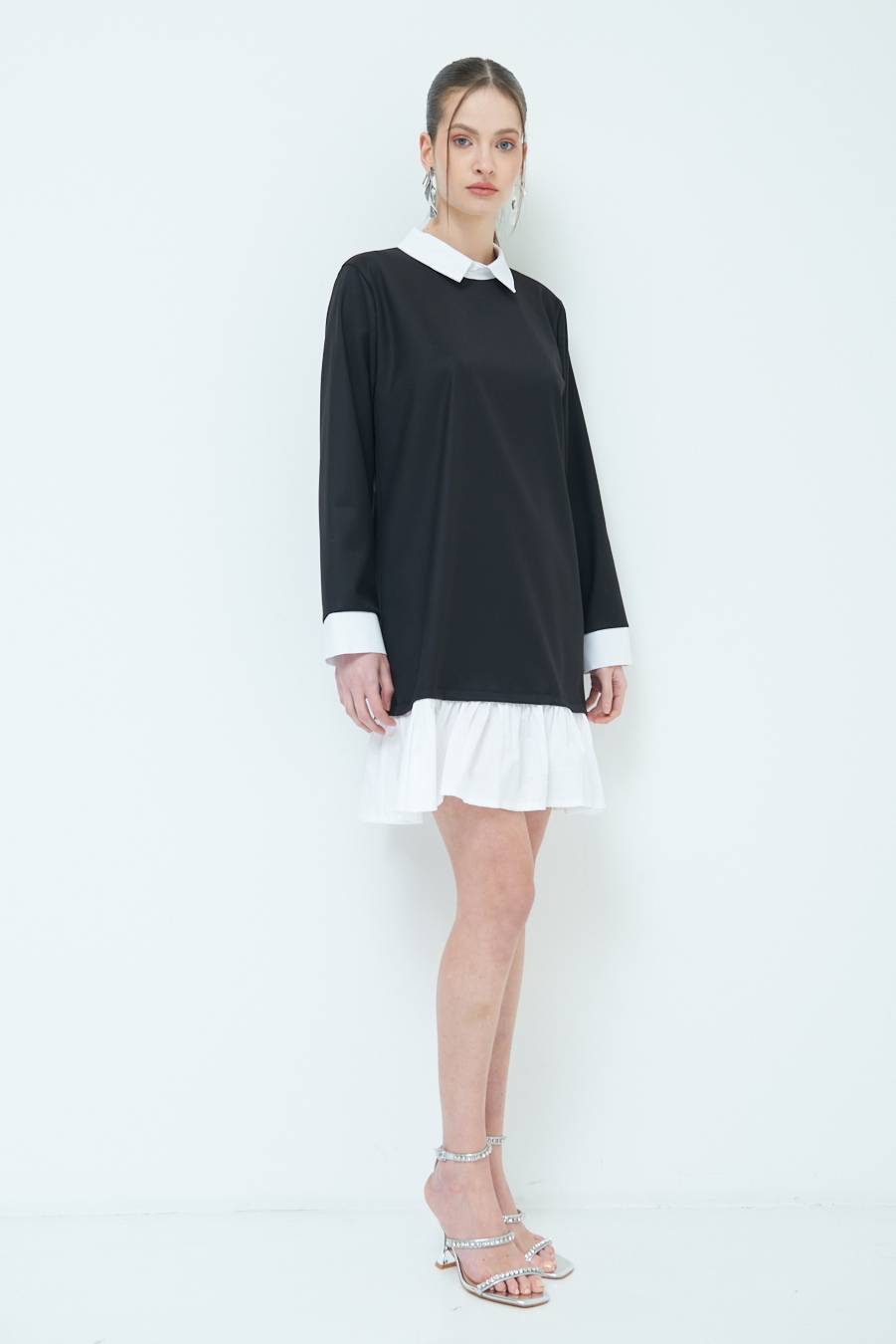 Kikisix ABITO FINTA CAMICIA BIANCO/NERO Negozio