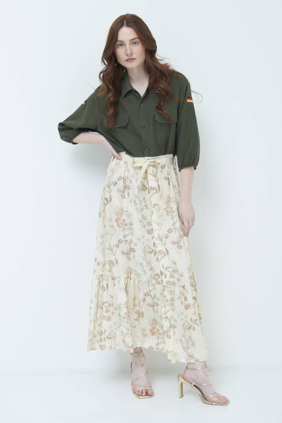 Kikisix ABITO GONNA FANTASIA VINTAGE BEIGE Nuova