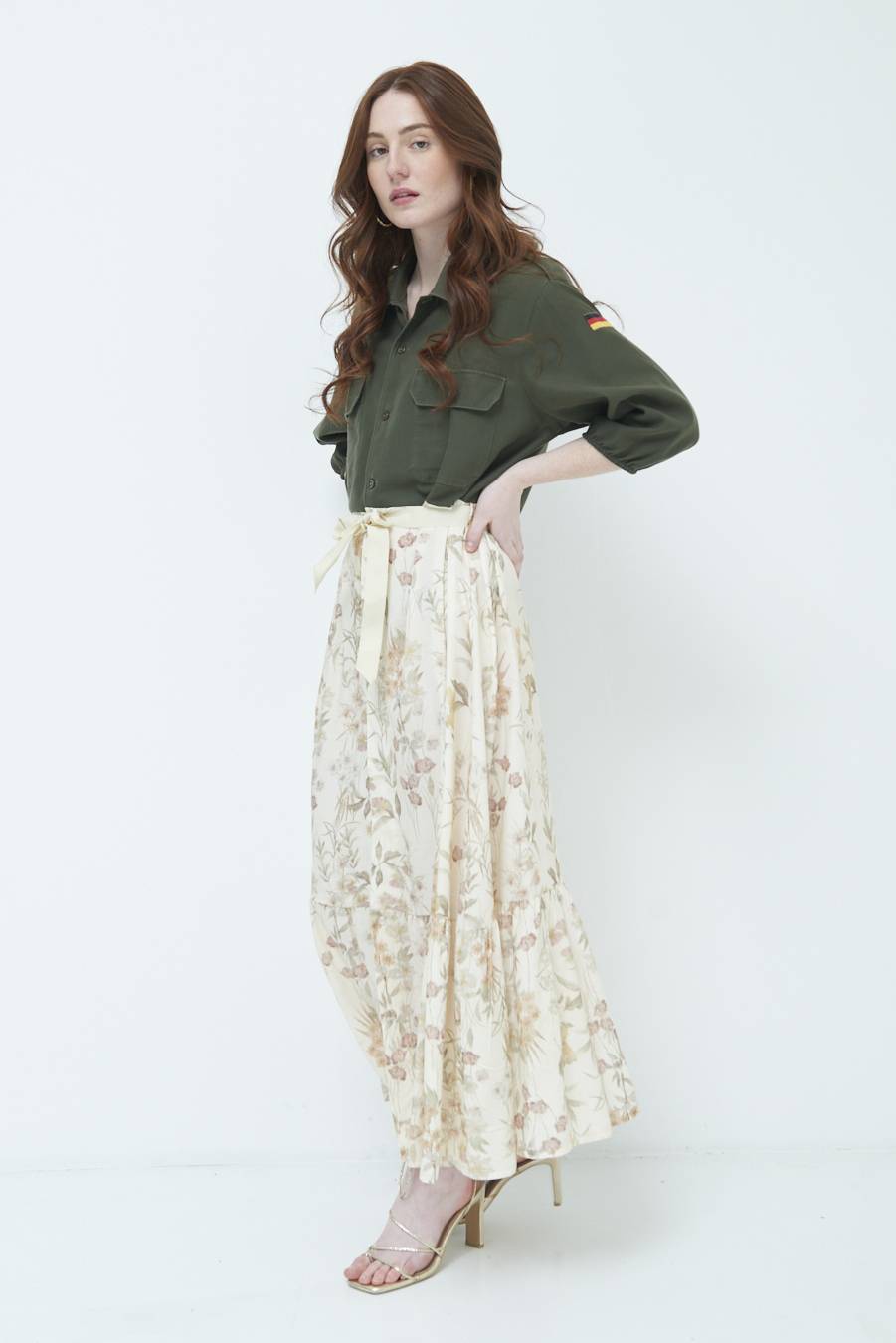 Kikisix ABITO GONNA FANTASIA VINTAGE BEIGE Nuova